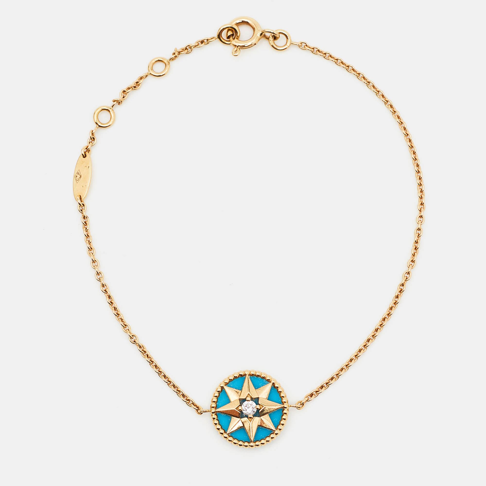 Dior  Rose des Vents Turquoise Diamond 18k Yellow Gold Station Bracelet