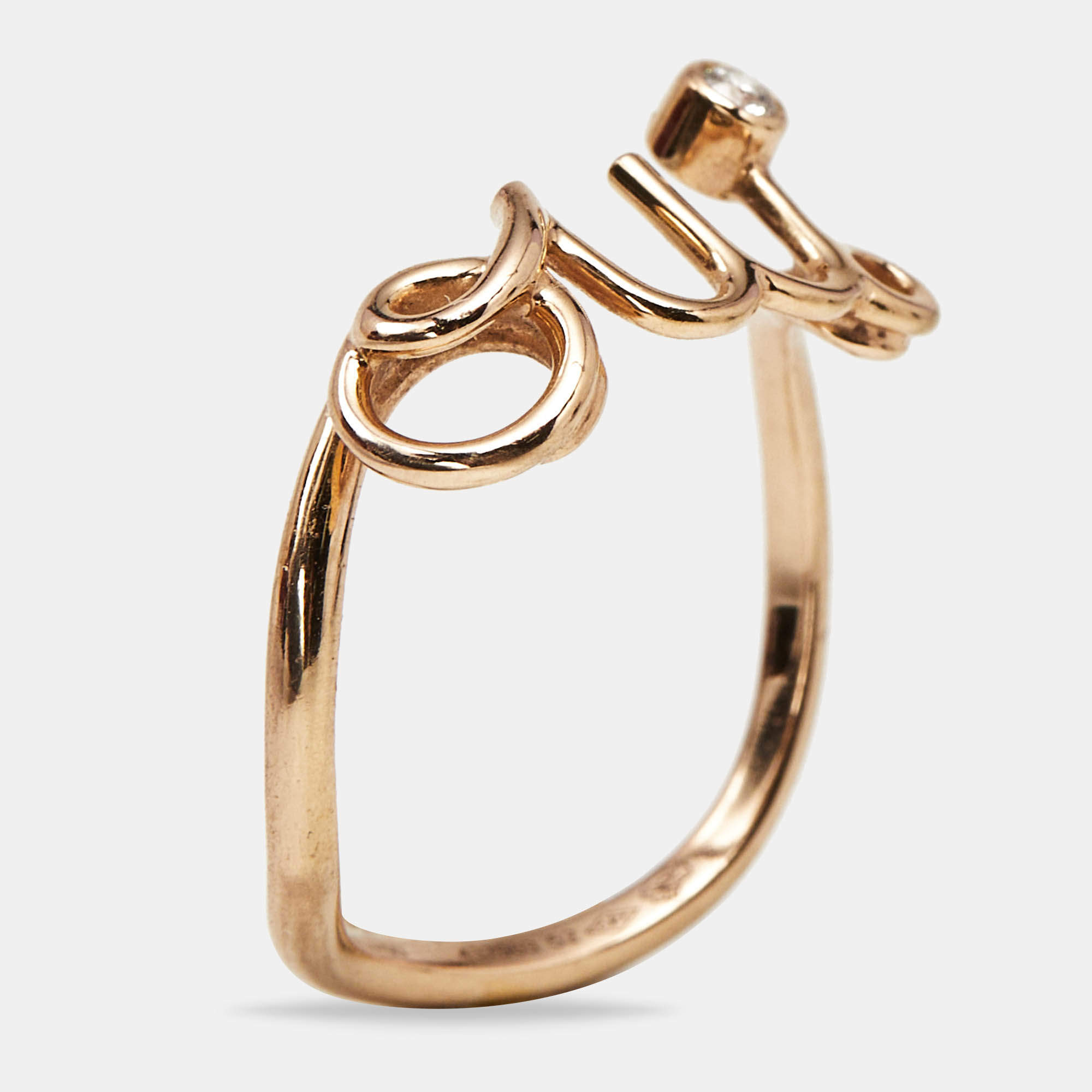 Dior Oui Diamond 18k Rose Gold Ring Size 52