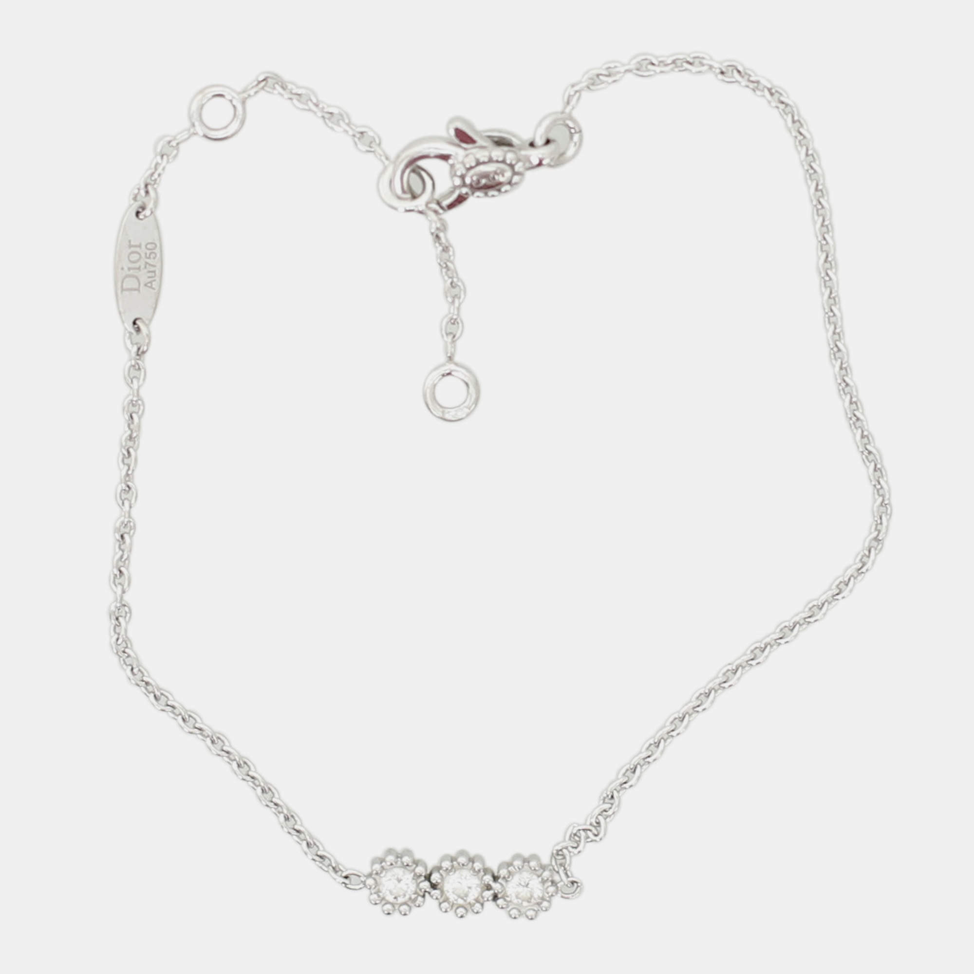 Pre Owned Dior Mimirose 18K White Gold Bracelet With Diamonds