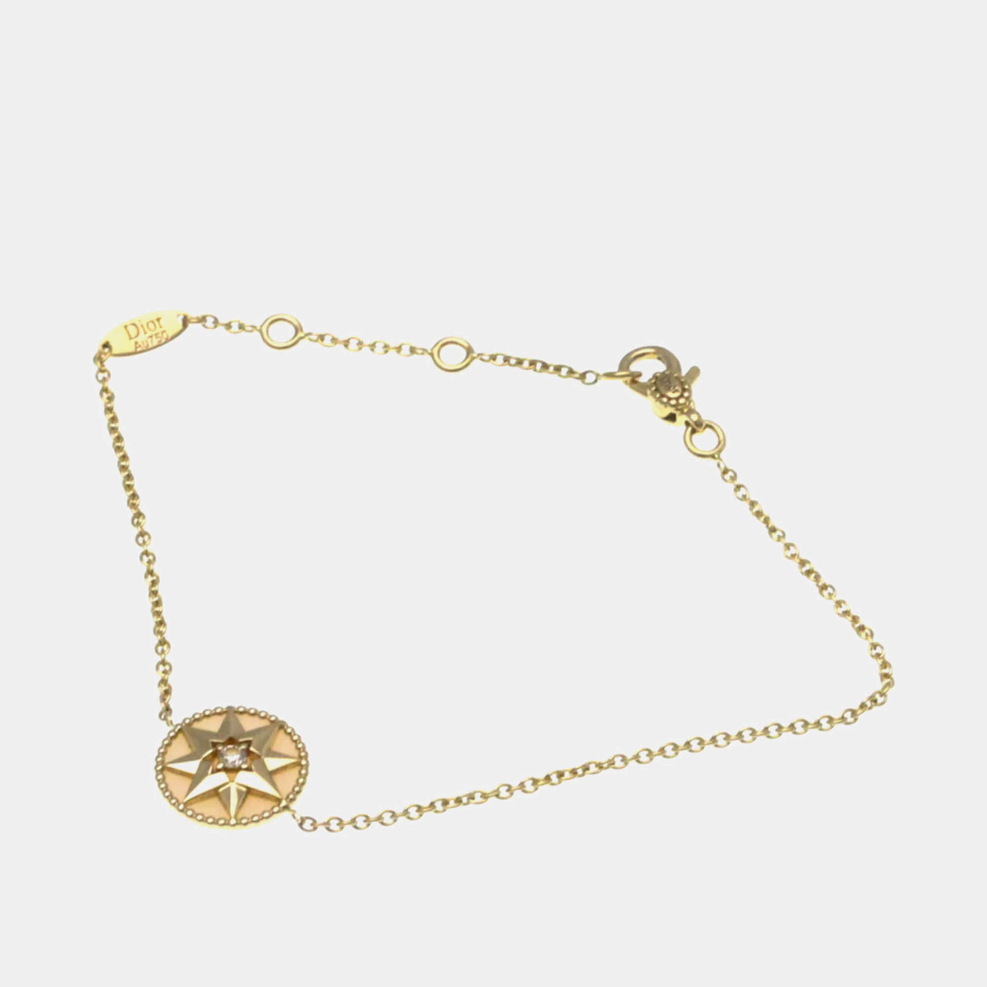 Pre Owned Christian Dior Rose Des Vents 18K Pink Gold Diamond Opal Charm Bracelet