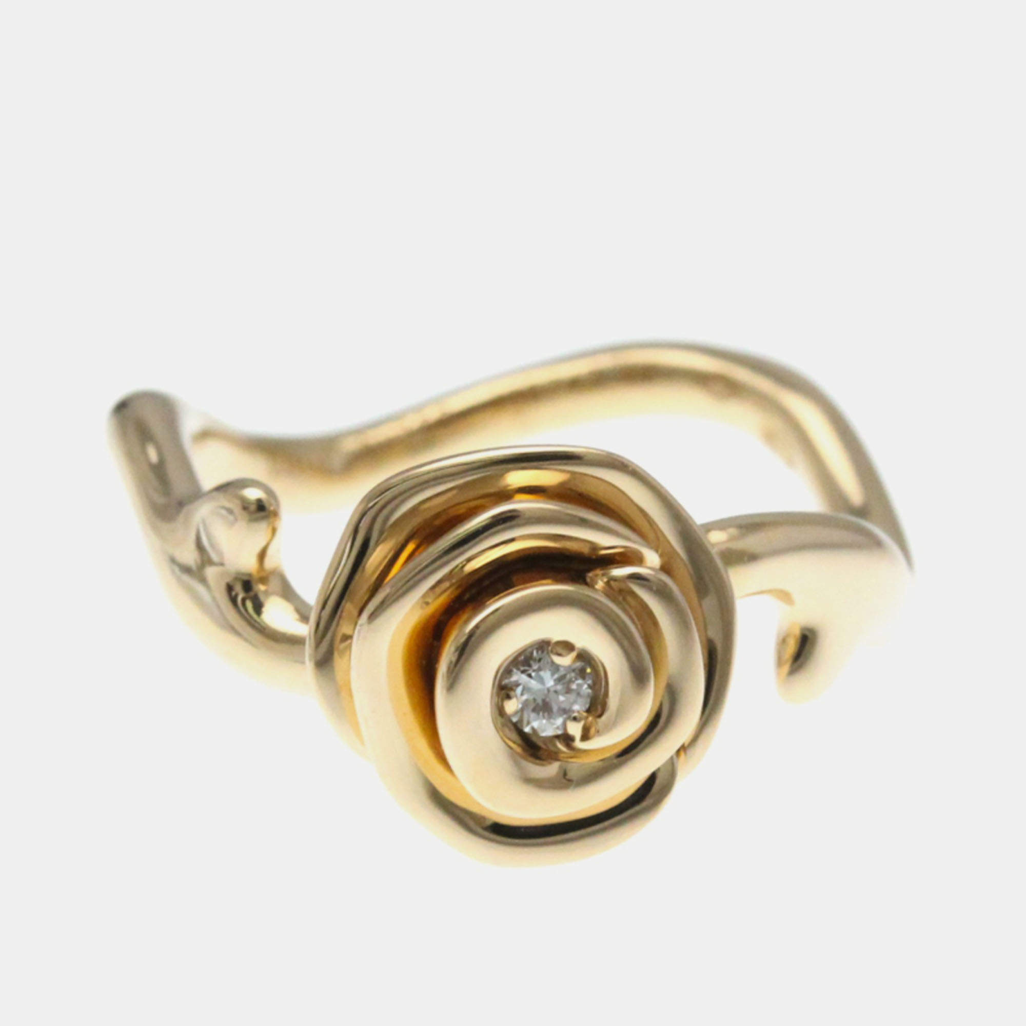 Pre Owned Christian Dior Rose Dior Couture Diamond Ring Pink Gold 18K Fashion Diamond Band Ring Pink Gold