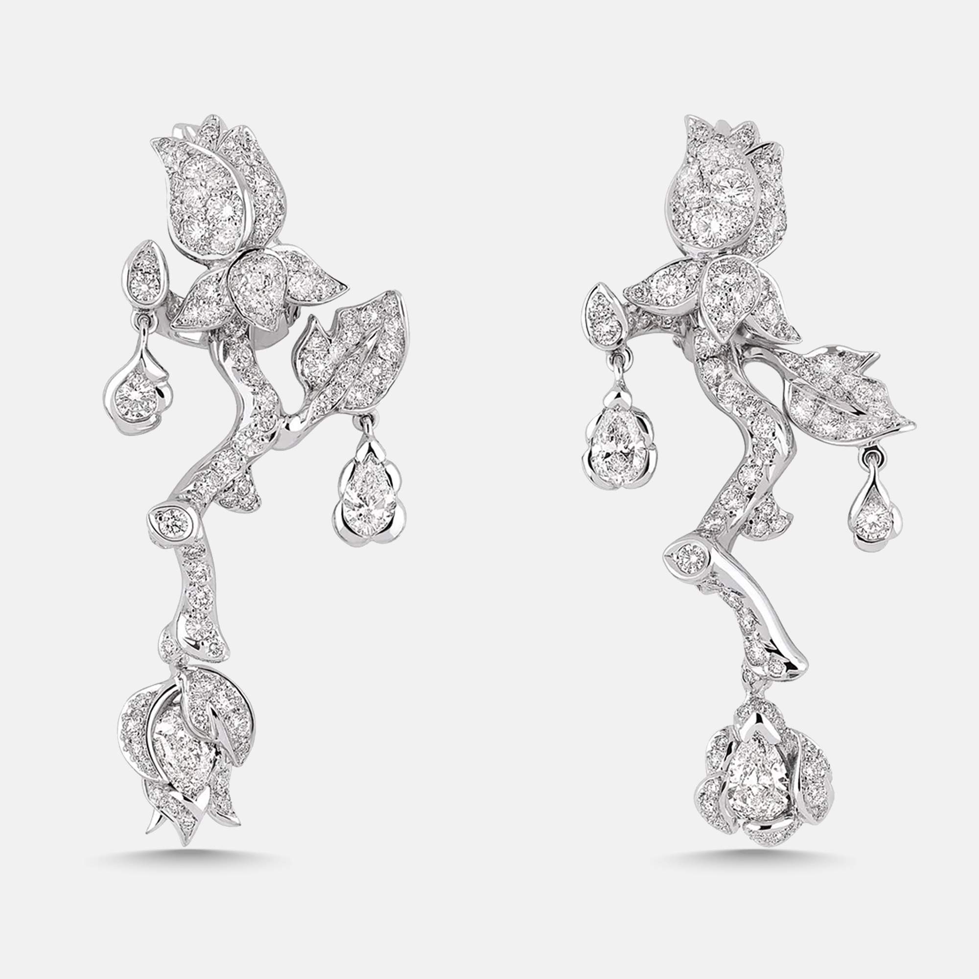 Pre Owned Dior Rose Bagatelle Diamonds 18k White Gold Earrings