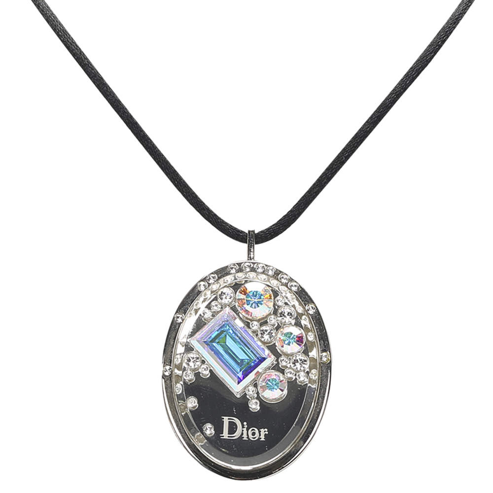 Dior Silver Cristal Boreal Lipgloss Pendant Necklace