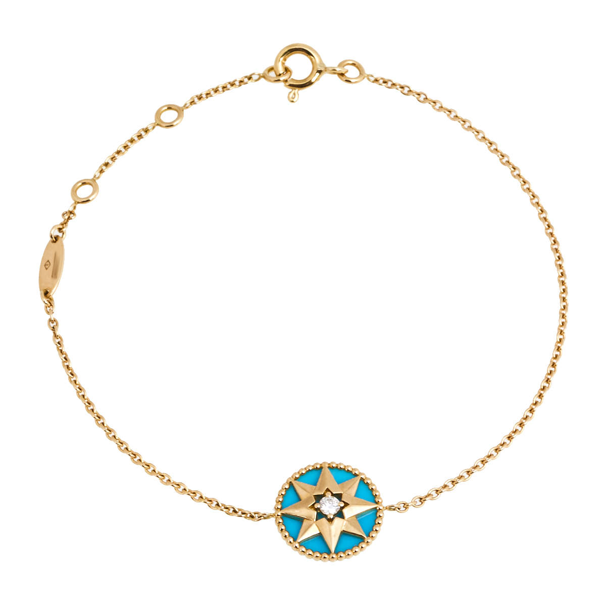 Dior Rose des Vents Diamond Turquoise 18K Yellow Gold Bracelet 