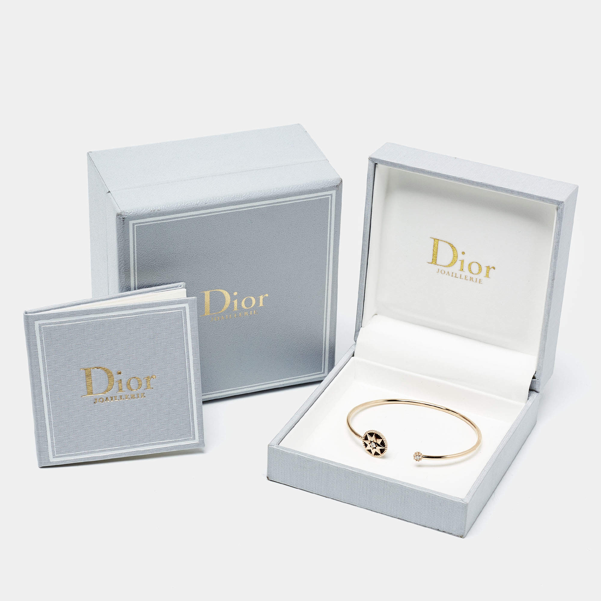 Dior Rose de Vents Onyx Diamond 18k Rose Gold Open Cuff Bracelet