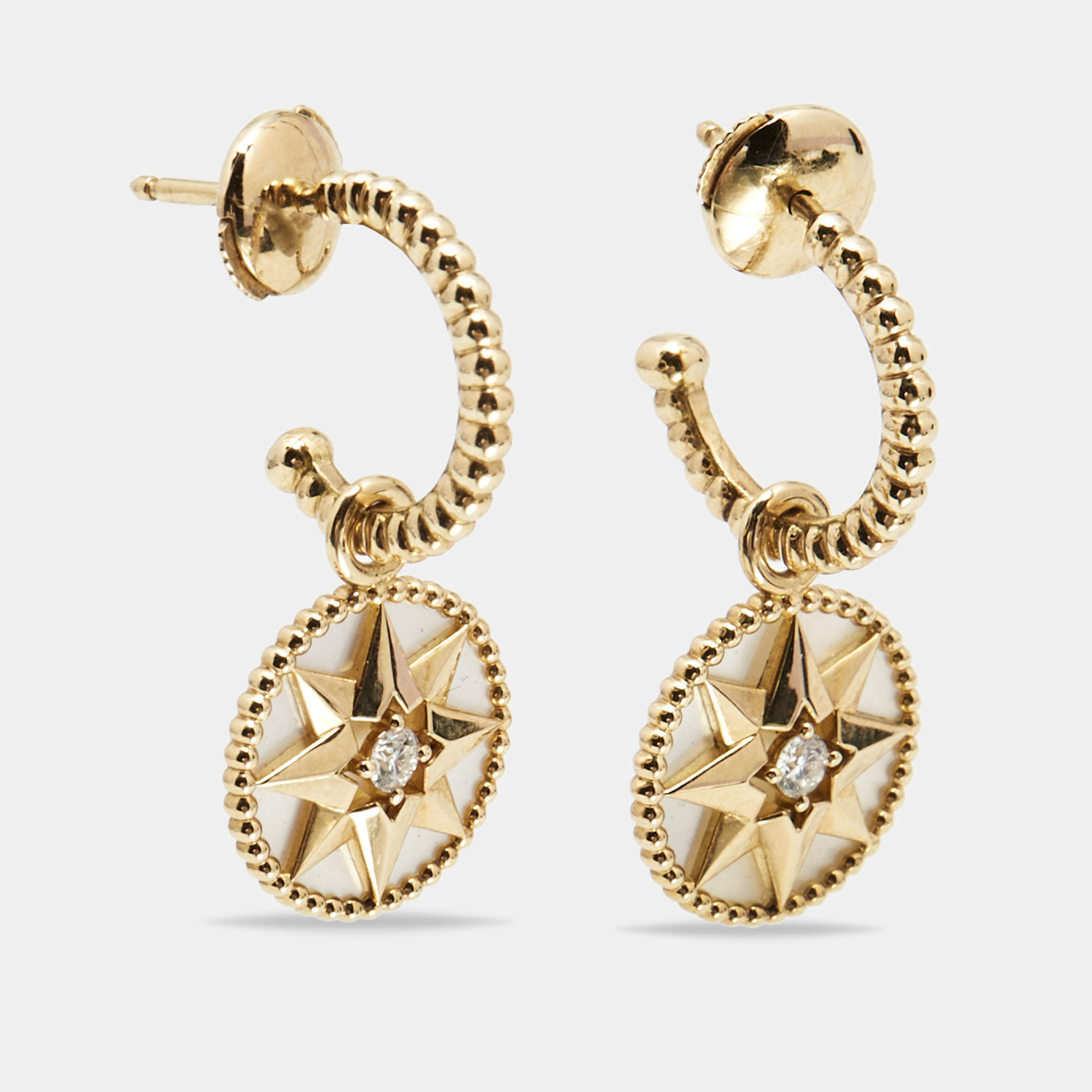 Shop Christian Dior Rose des vents and rose céleste earrings