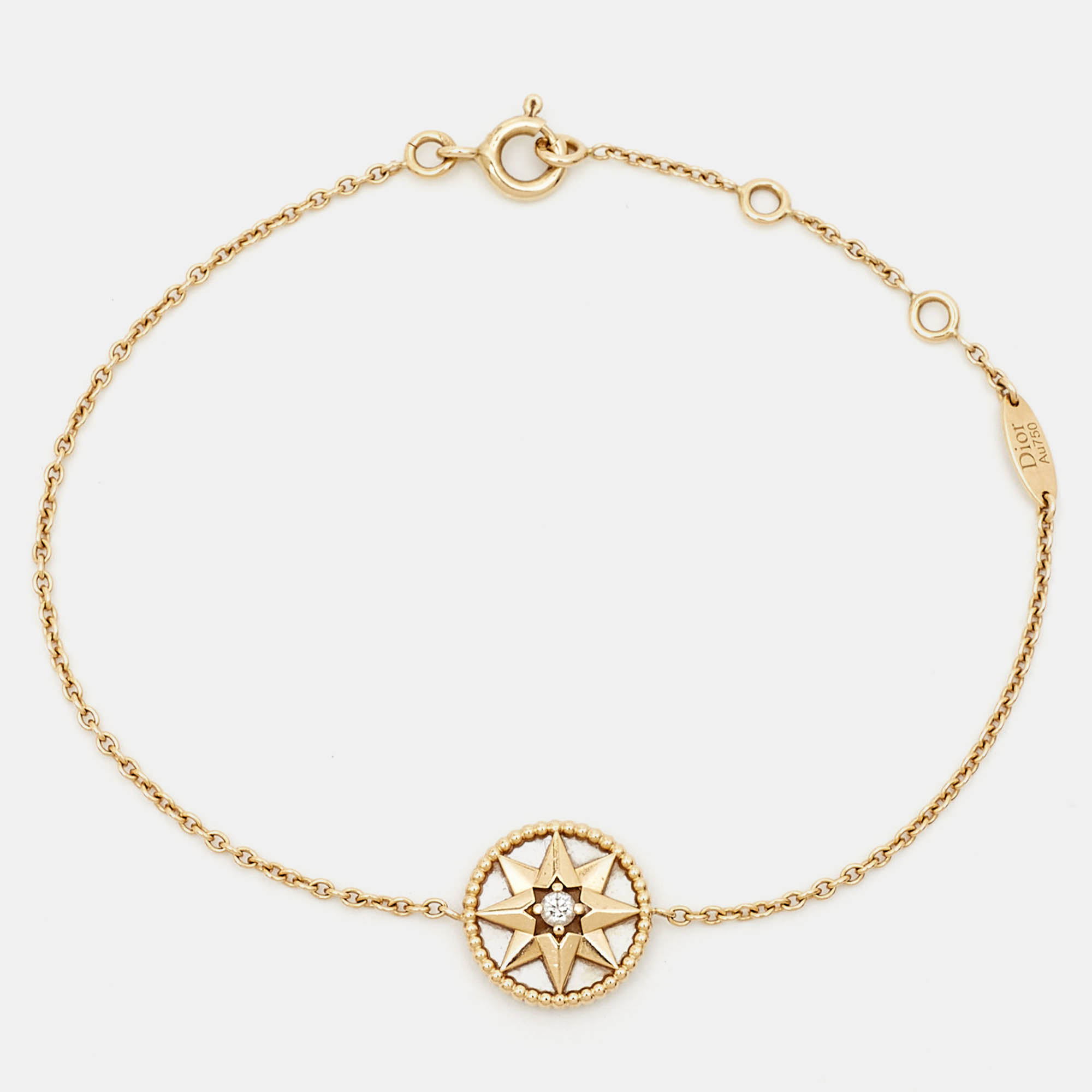 Dior Rose Des Vents Mother of Pearl Diamond 18k Yellow Gold Bracelet