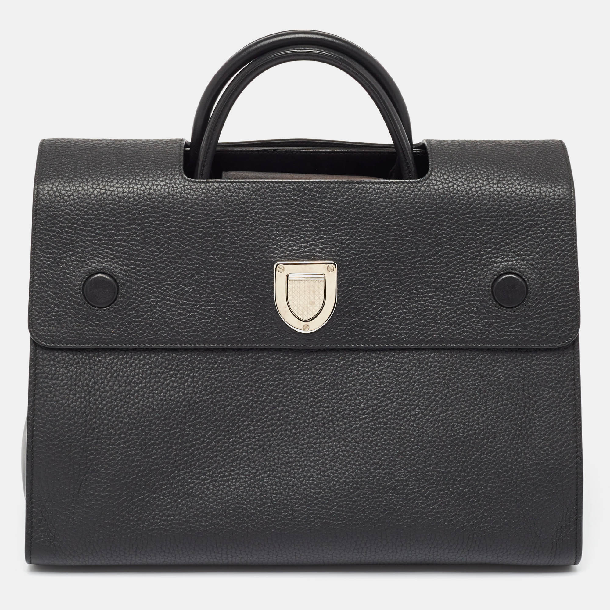 Pre Owned Dior Black Leather Large Diorever Top Handle Bag