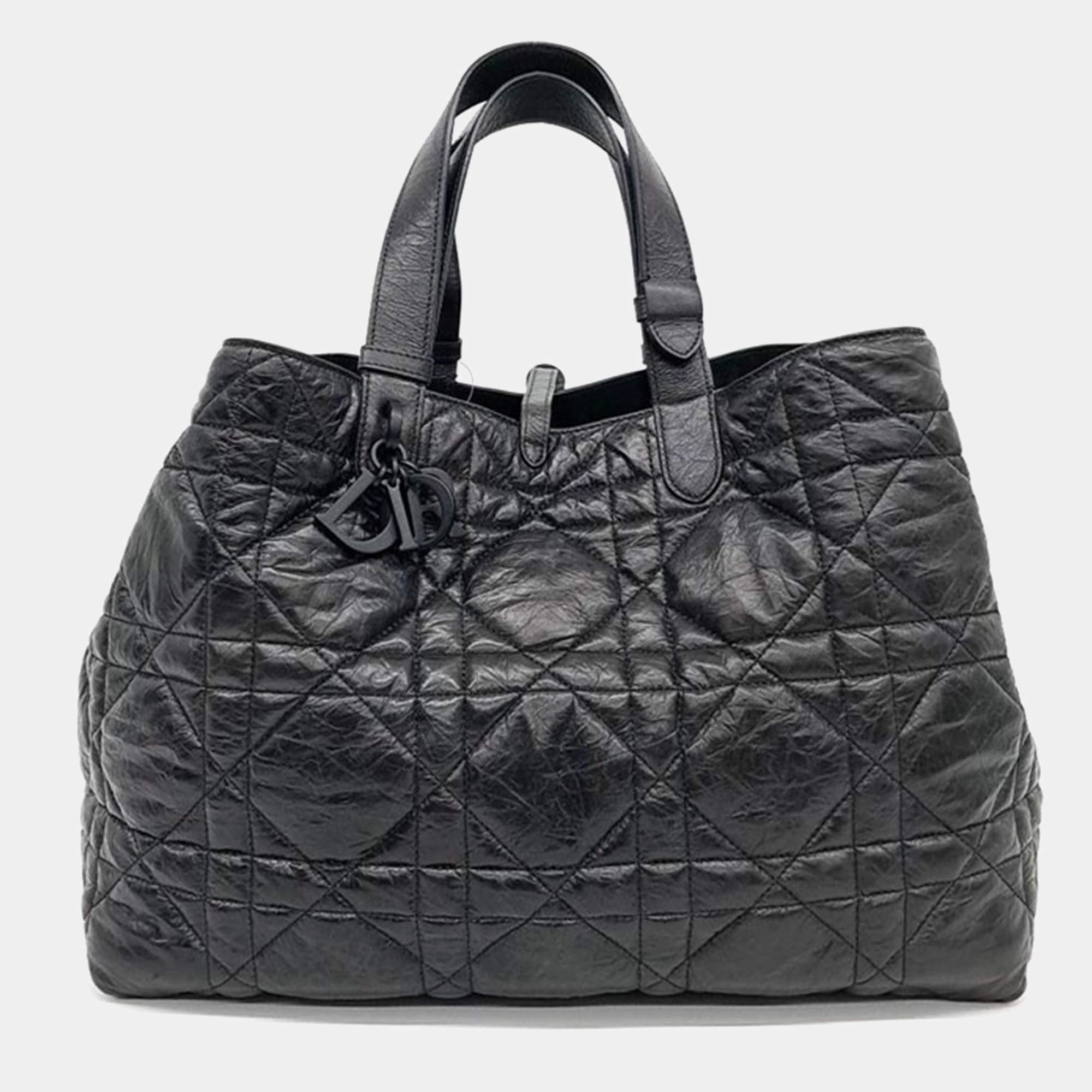 Pre Owned Dior Black Leather Large Toujours Tote Bag
