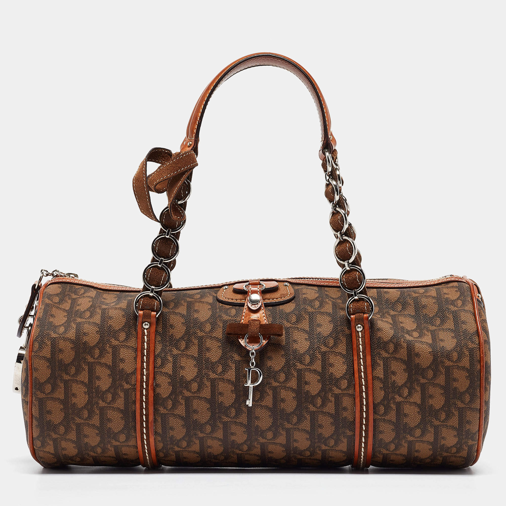 Dior Brown Oblique Coated Canvas Romantique Satchel