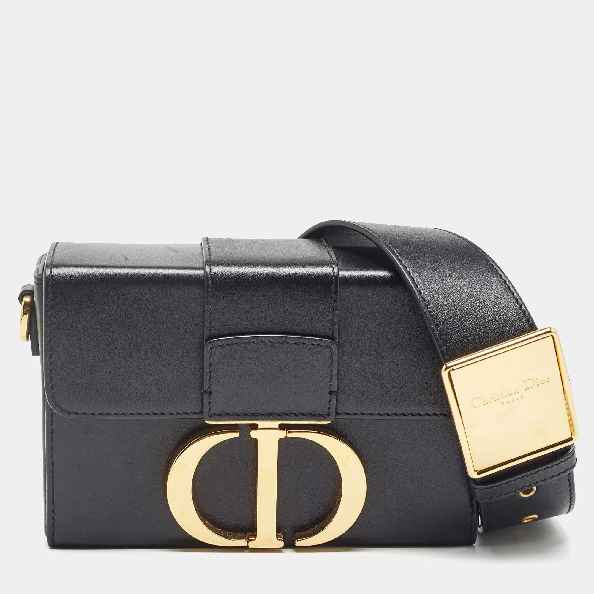 Pre Owned Dior Black Leather 30 Montaigne Box Bag