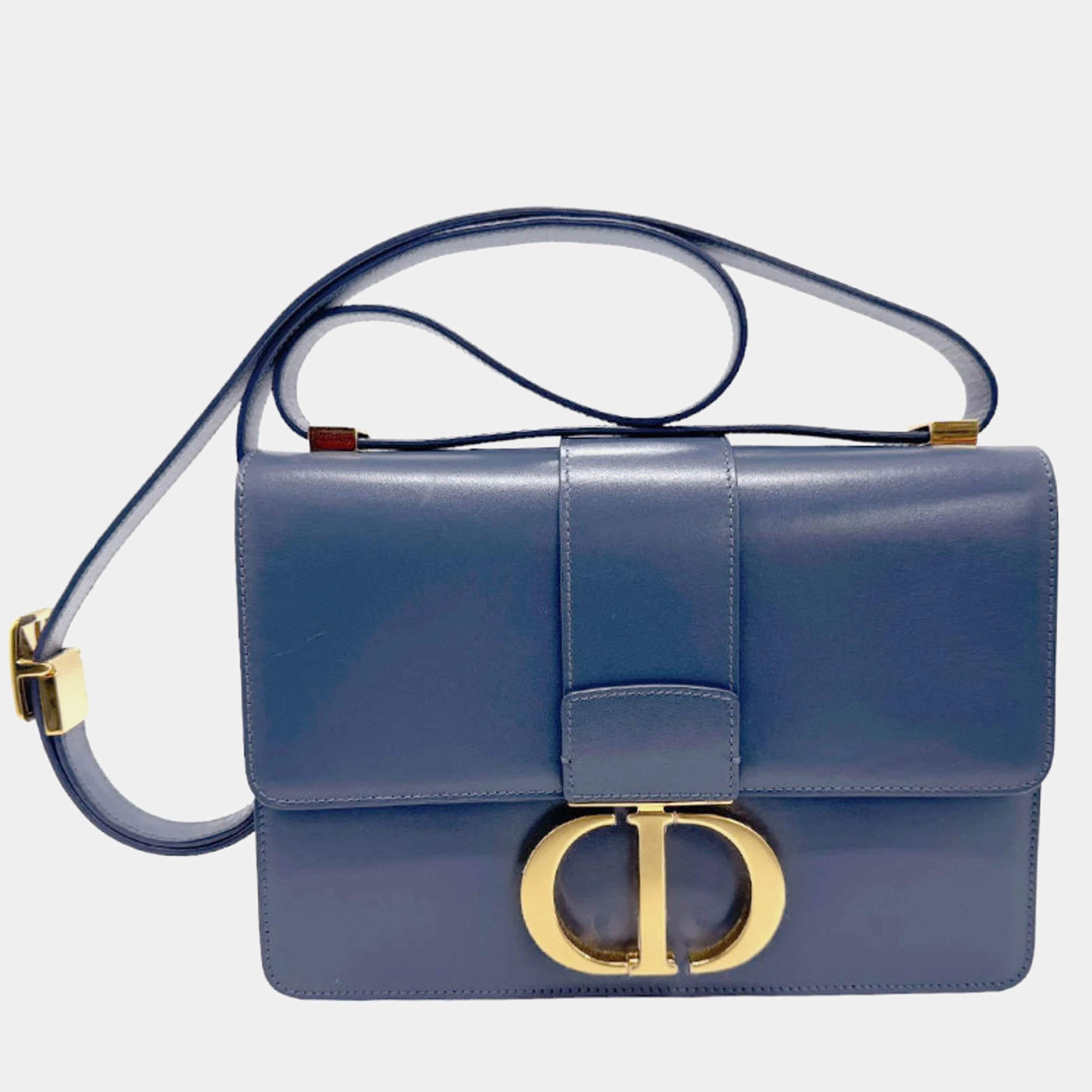 Dior Navy Blue Leather 30 Montaigne Shoulder Bags