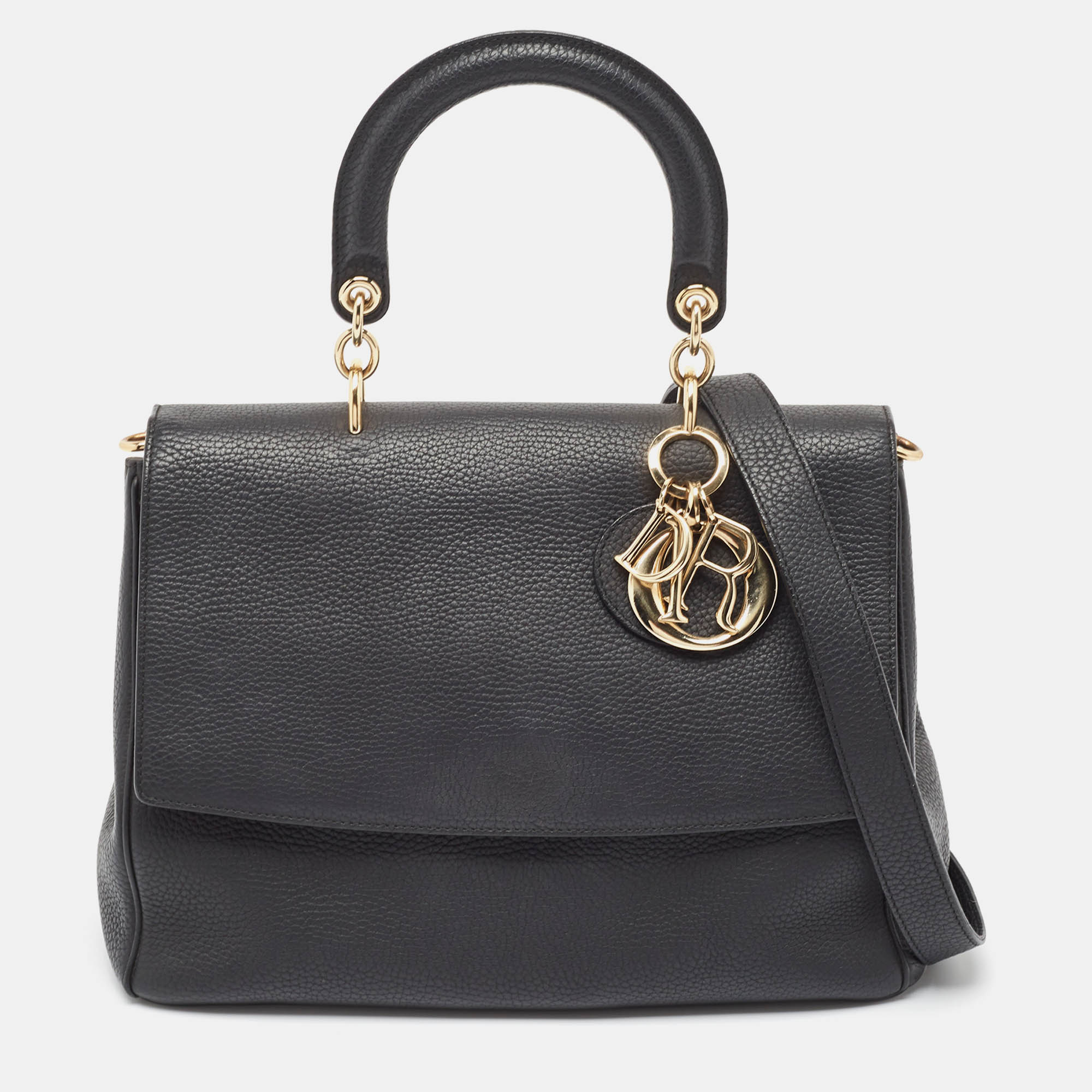 Pre Owned Dior Black Leather Medium Be Dior Flap Bag