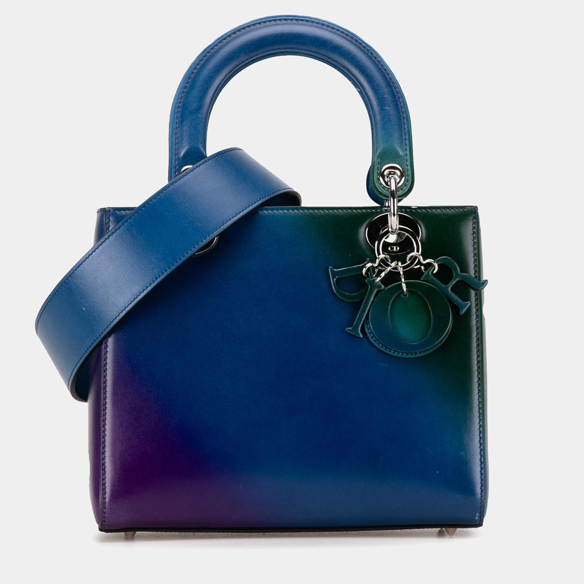 Dior Blue Ombre Leather Medium Lady Dior Tote Bag