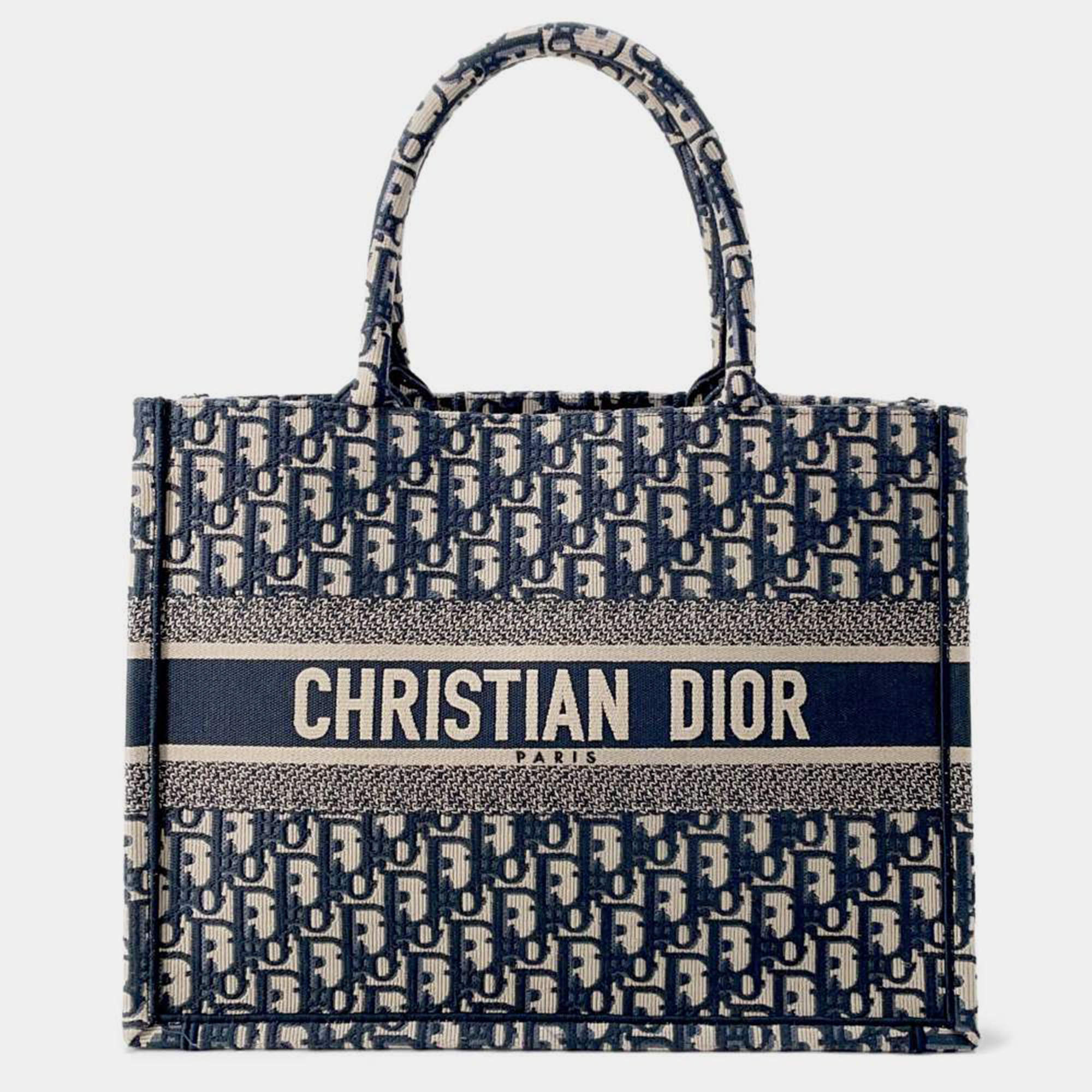 Dior Navy Blue Oblique Canvas  Book Tote Bag