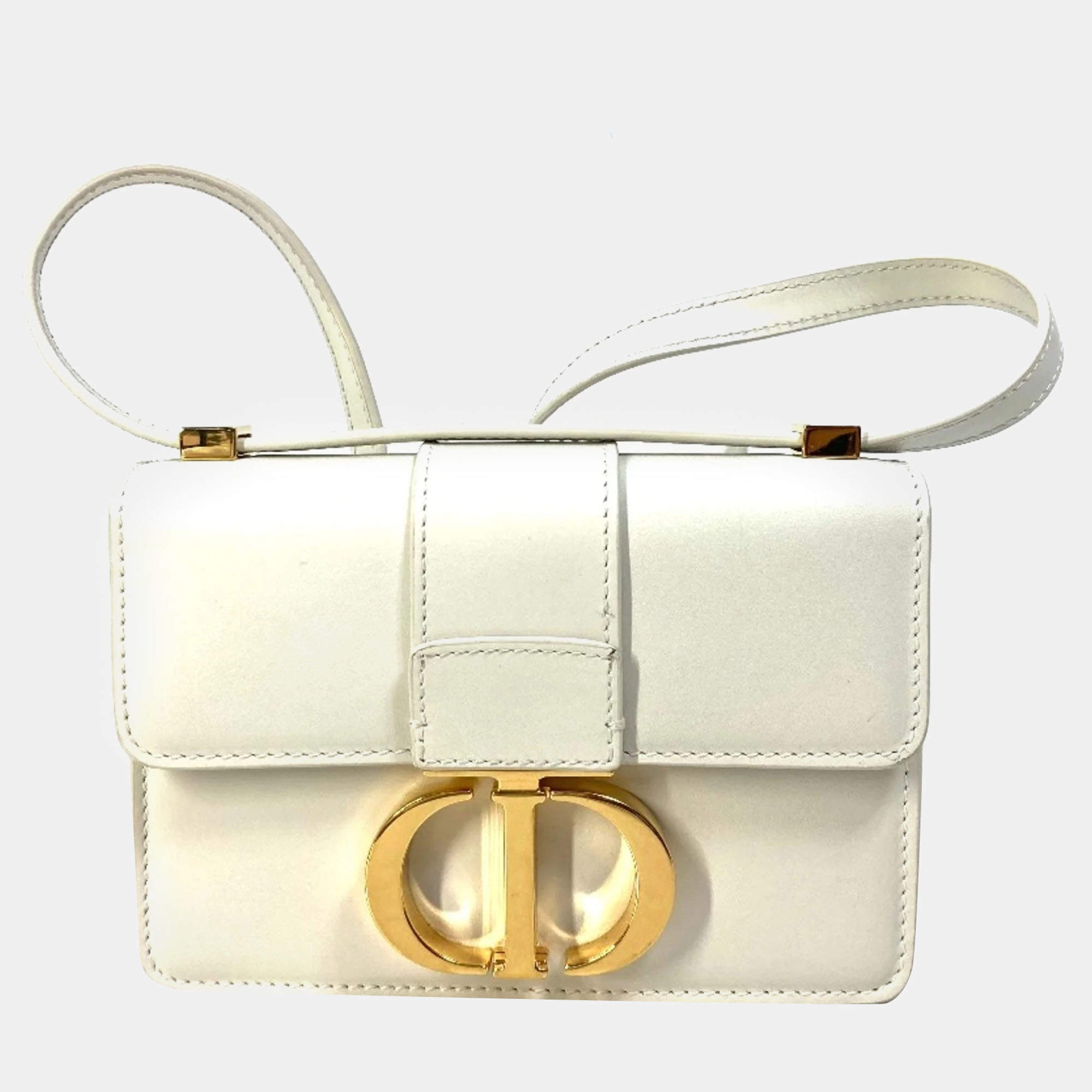 Dior White Leather 30 Montaigne Shoulder Bags