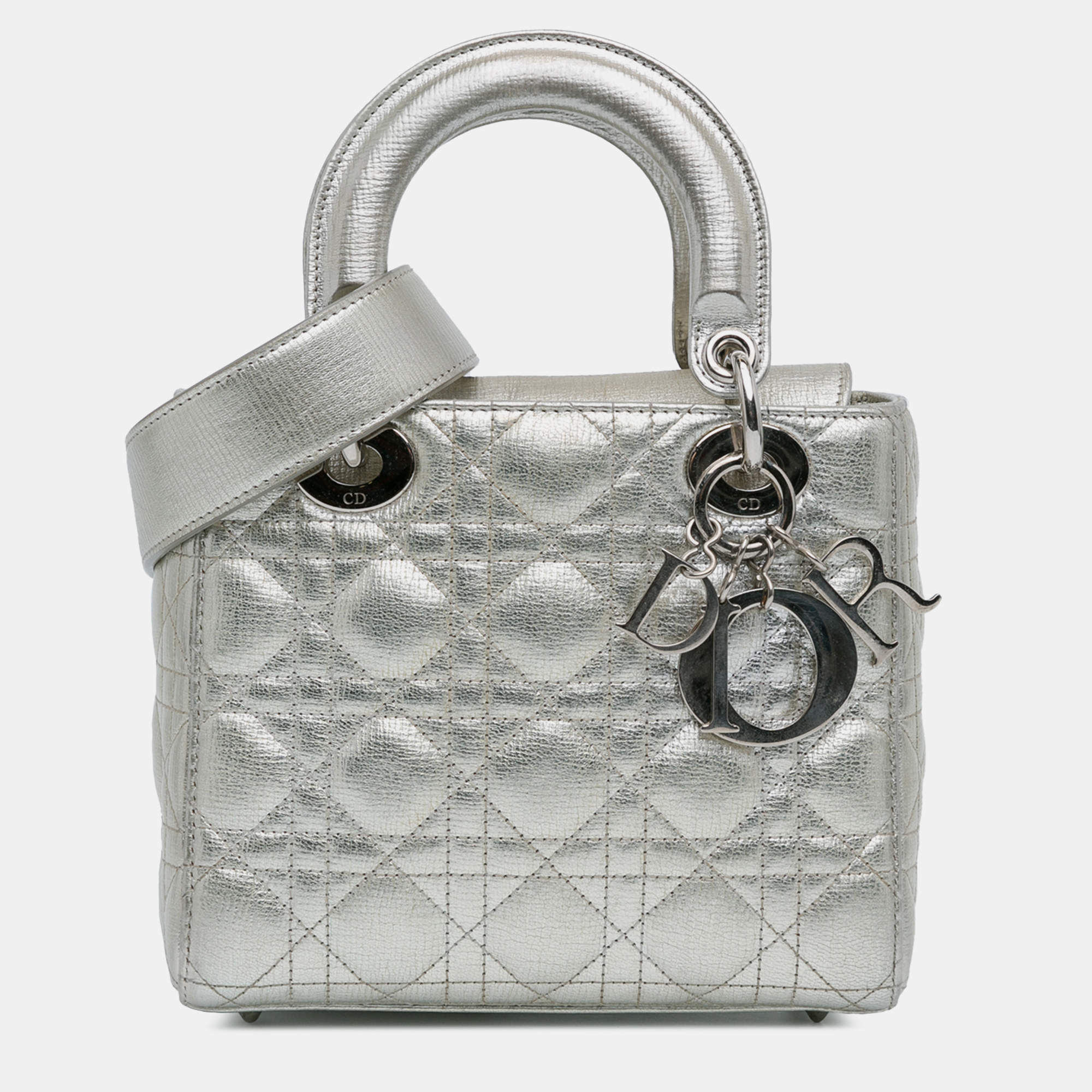 Dior Small Metallic Grained Calfskin Cannage Lucky Badges My Lady Dior