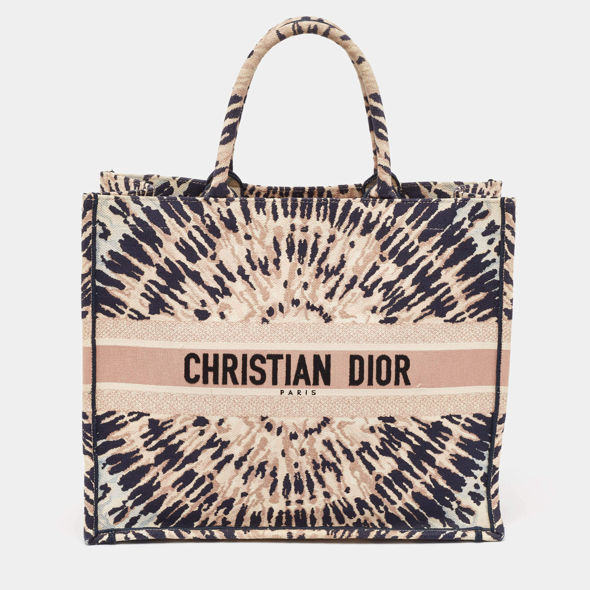 Pre Owned Dior Multicolor Canvas Tie & Dior Embroidered Book Tote
