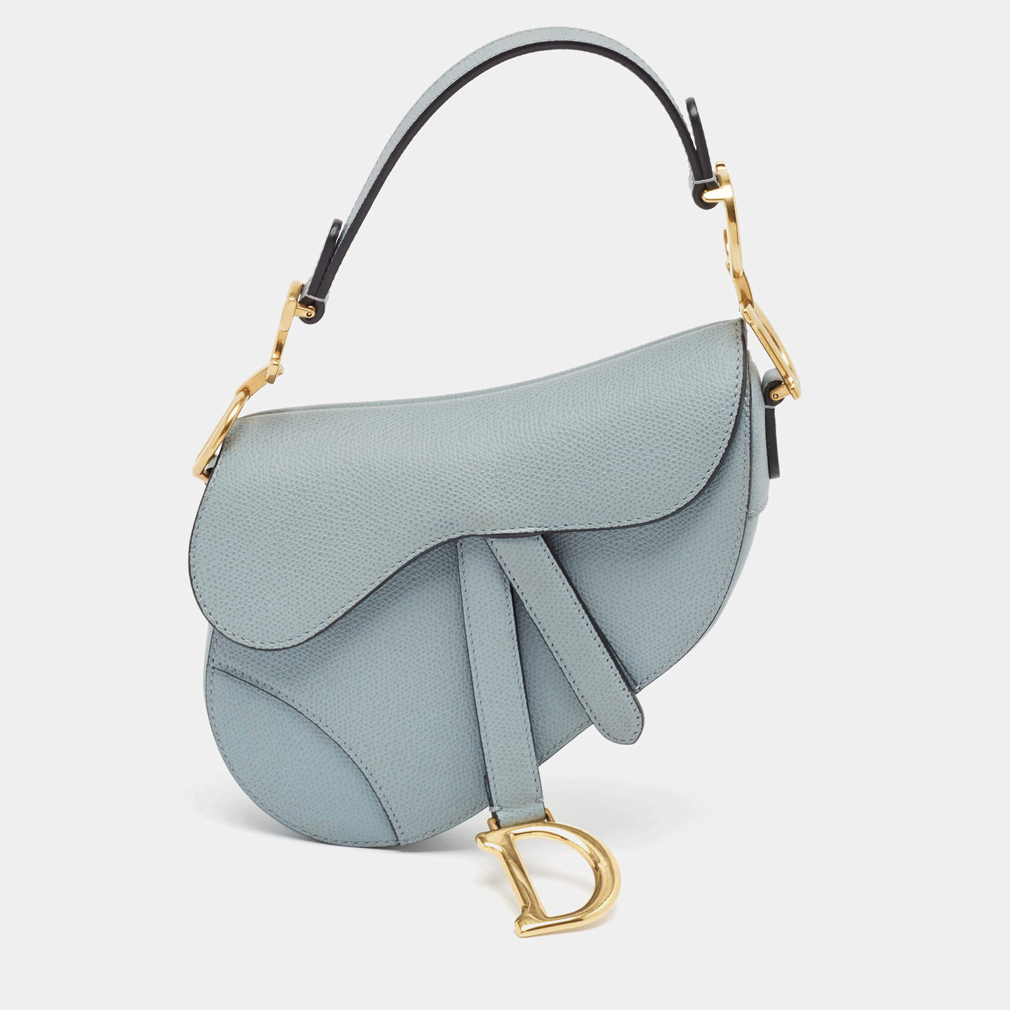 Dior Blue Leather Mini Saddle Bag