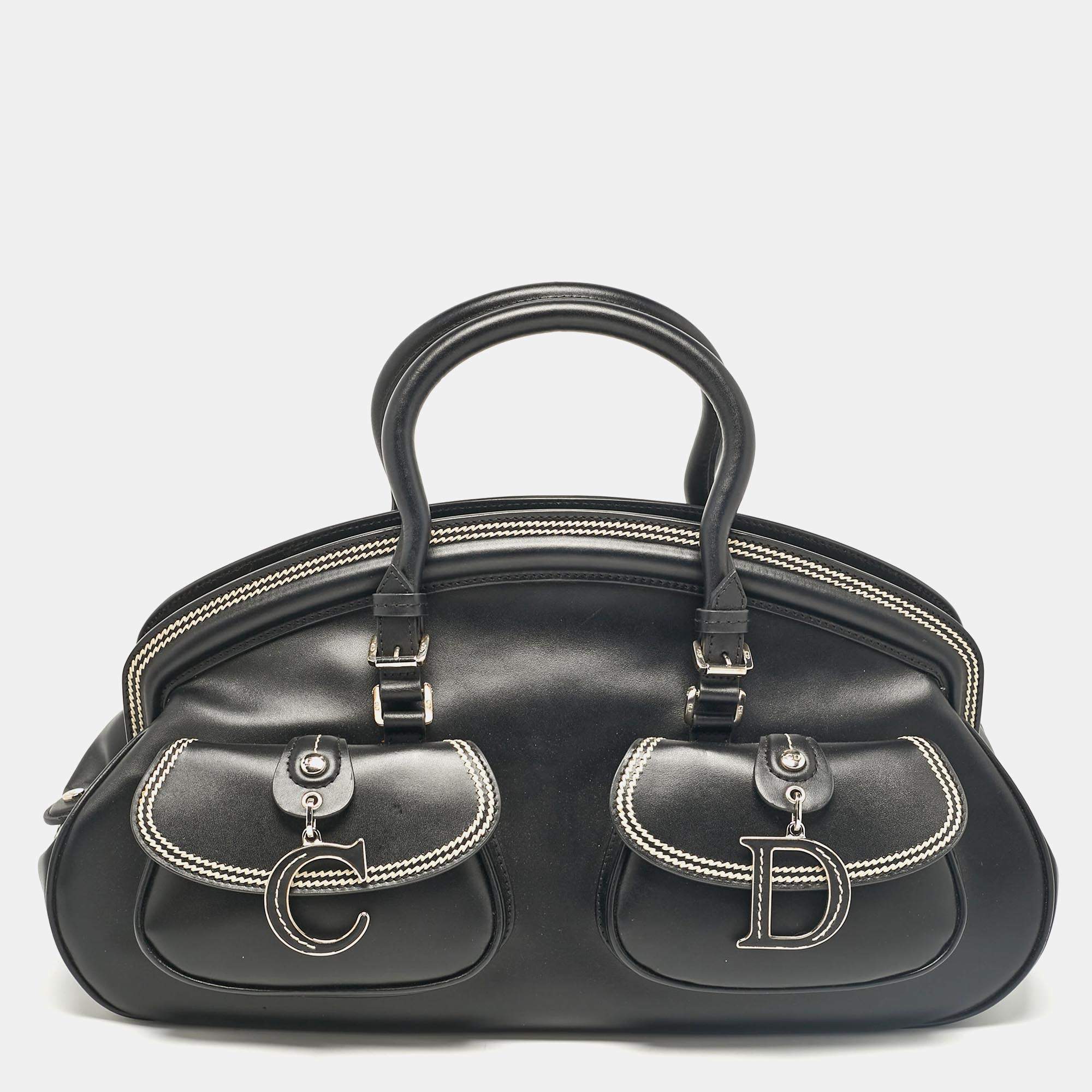 Pre Owned Dior Black Leather Detective Satchel