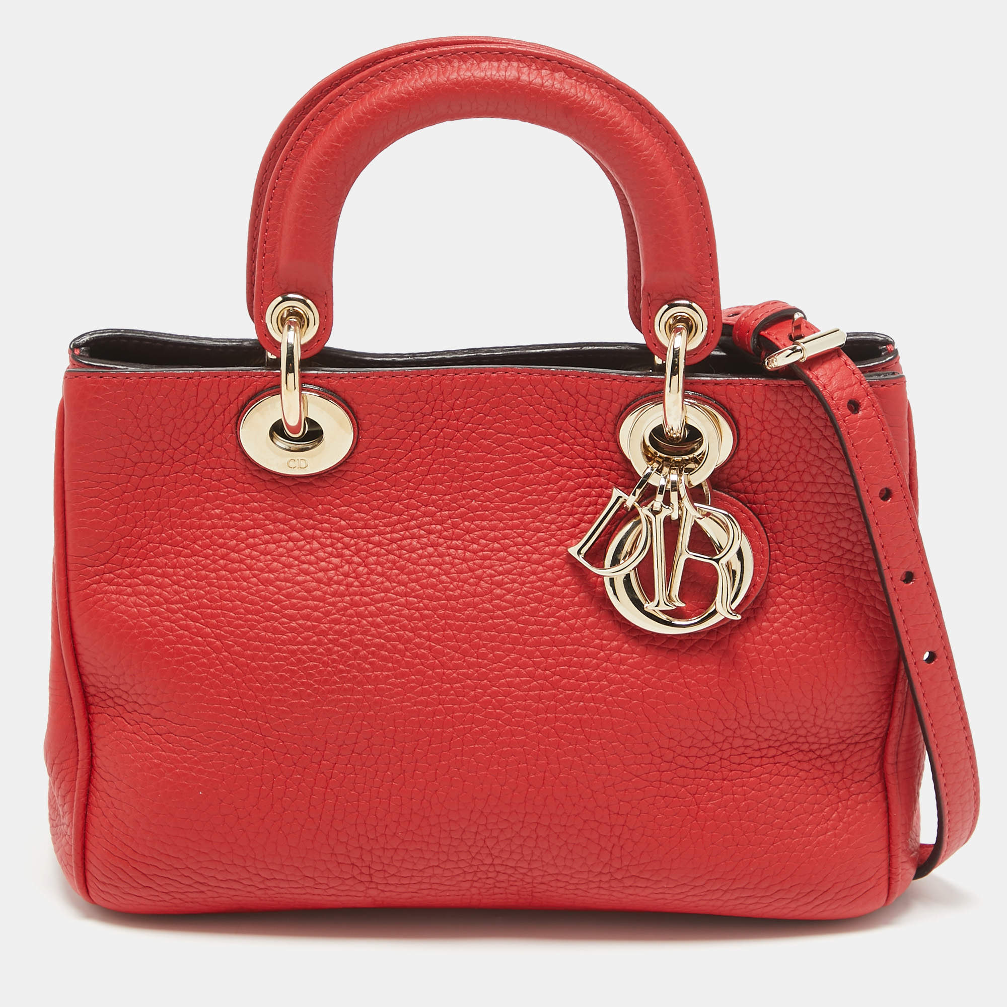 Pre Owned Dior Red Leather Small Diorissimo Tote
