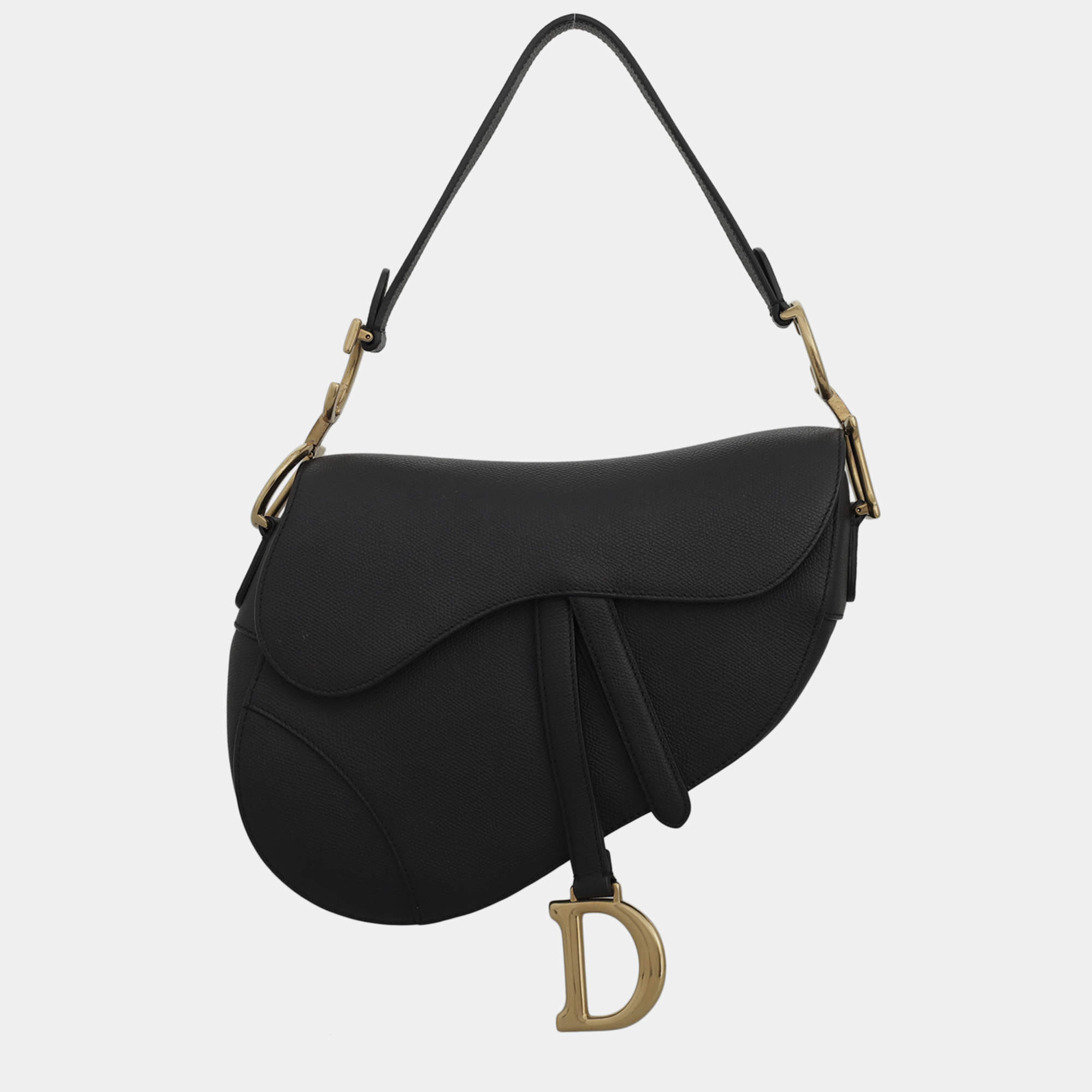 Christian Dior Black Leather Saddle Bag