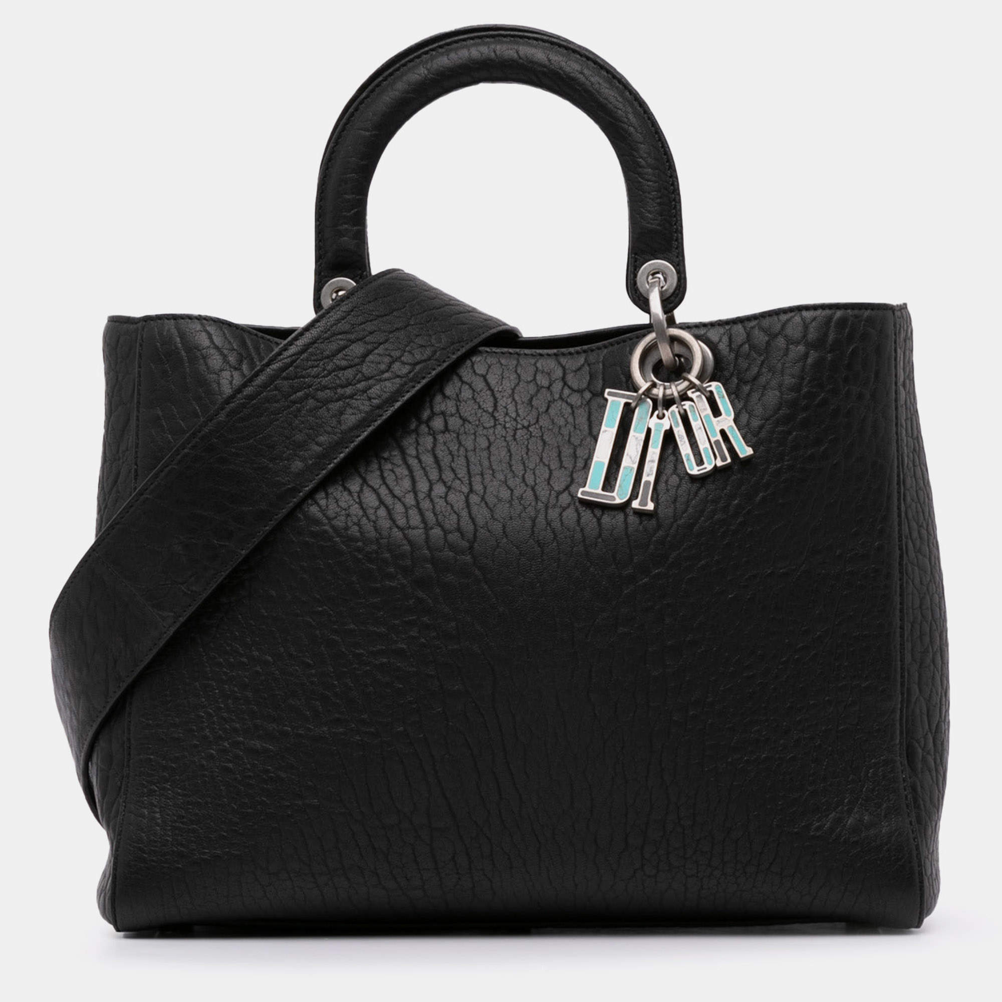 Dior Black Canyon Grained Lambskin Lady Dior Large Bag