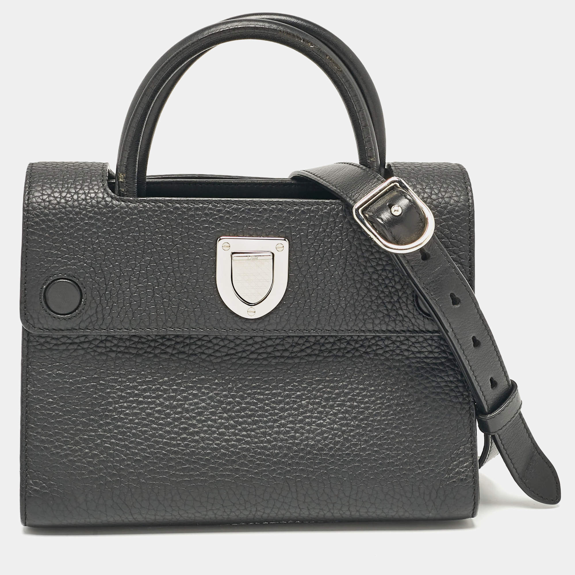 Dior Black Leather Mini Diorever Top Handle Bag