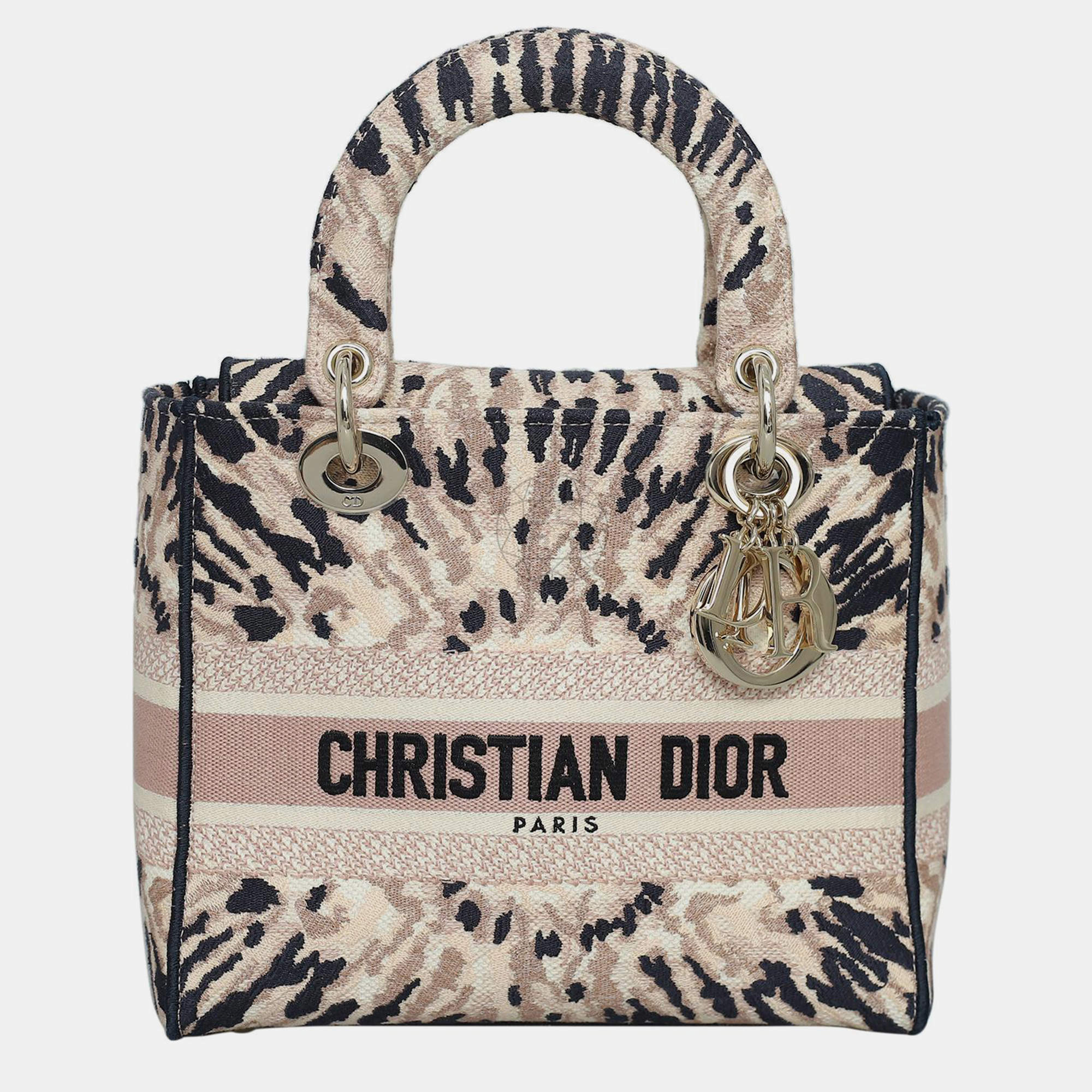 Christian Dior Medium Tie Dye Embroidery Canvas Lady D-Lite Bag