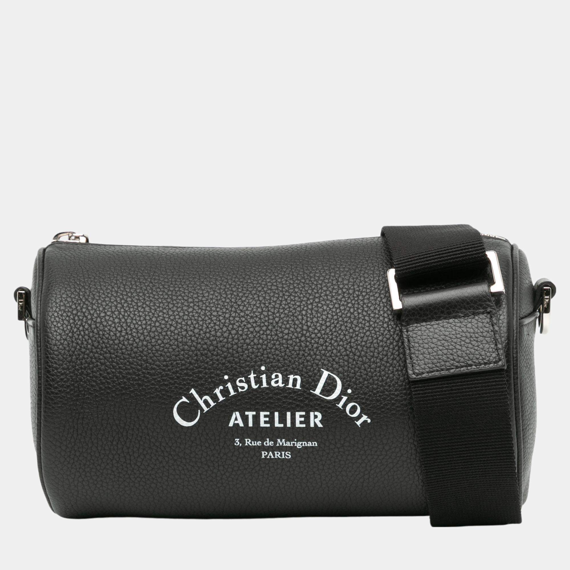 Dior Black Leather Atelier Roller Crossbody