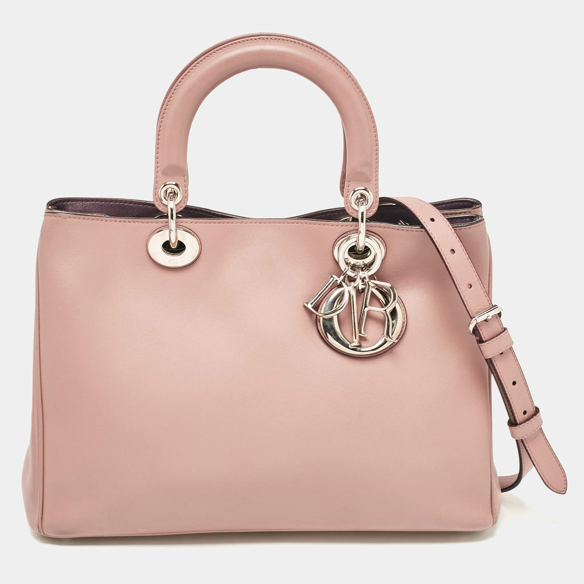 Dior Dusty Pink Leather Medium Diorissimo Shopper Tote