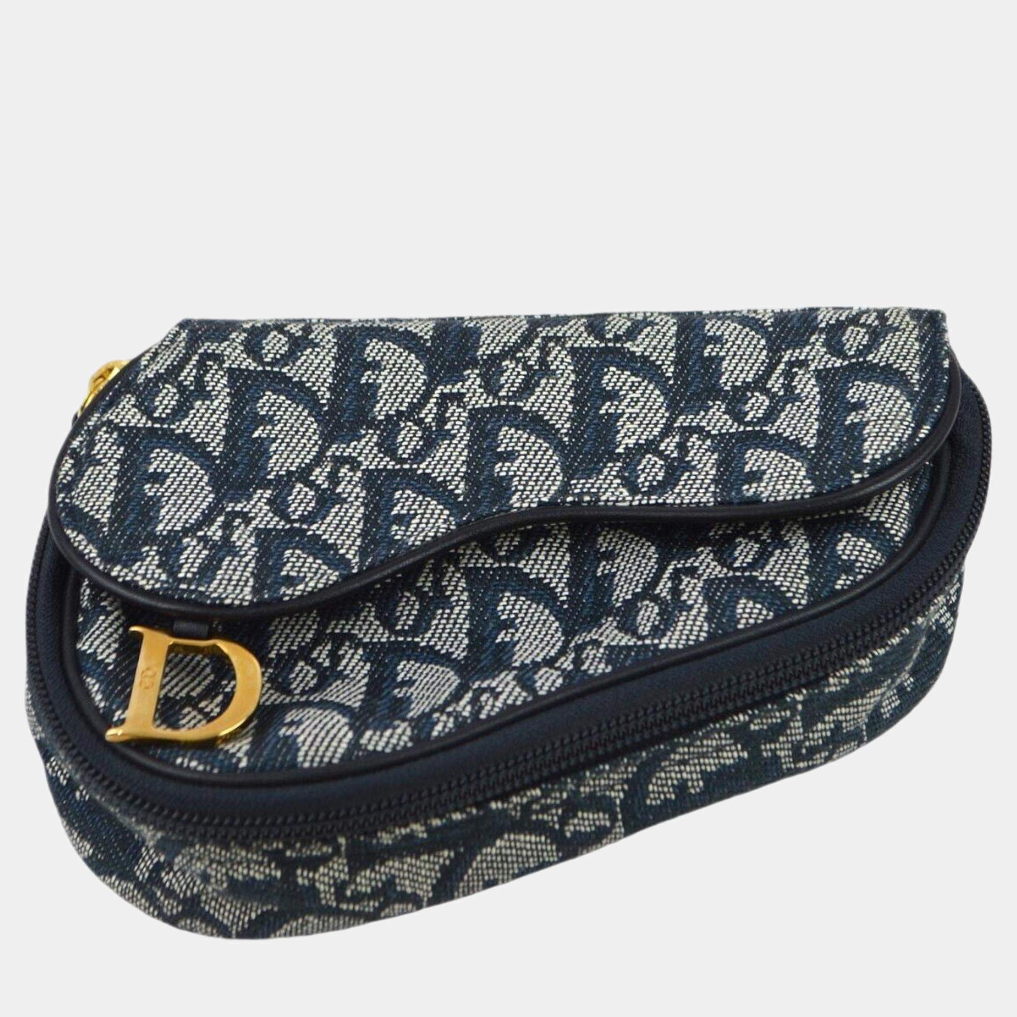 Christian Dior Navy Saddle Trotter Pouch Bag