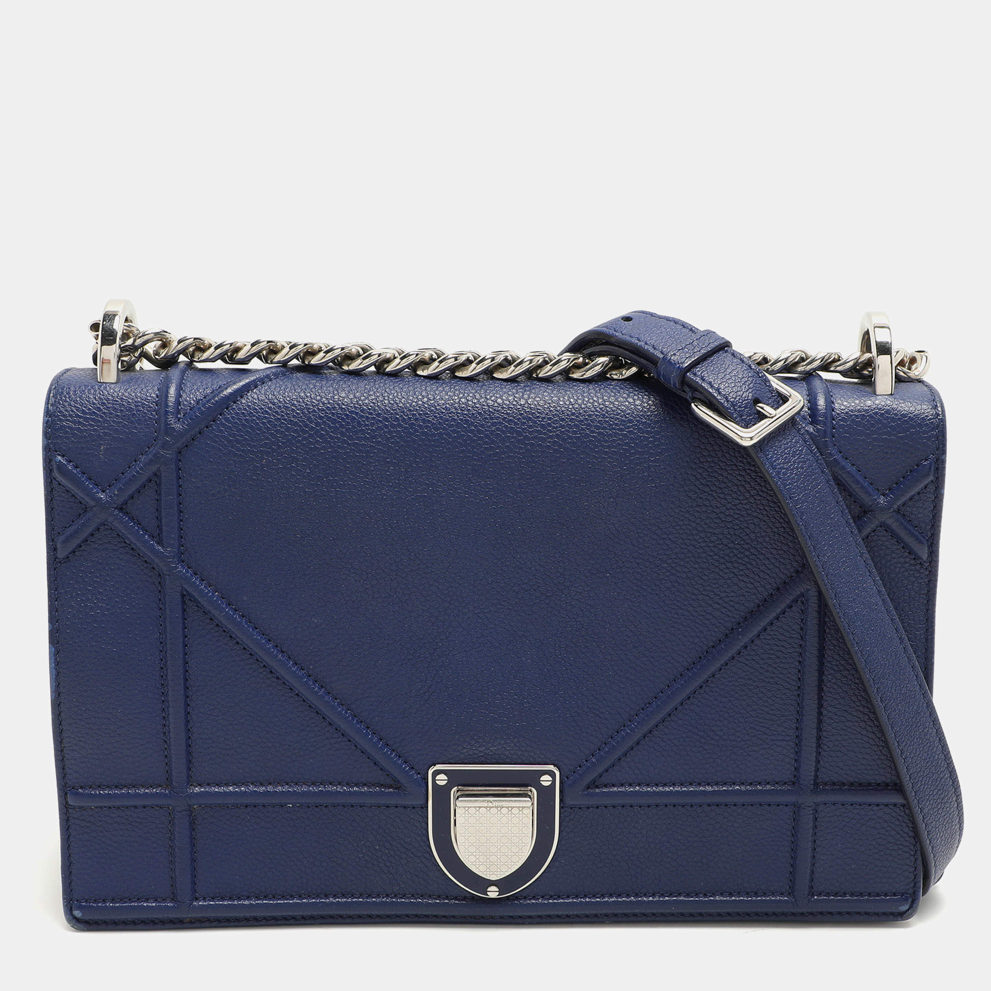 Dior Blue Leather Medium Diorama Flap Shoulder Bag