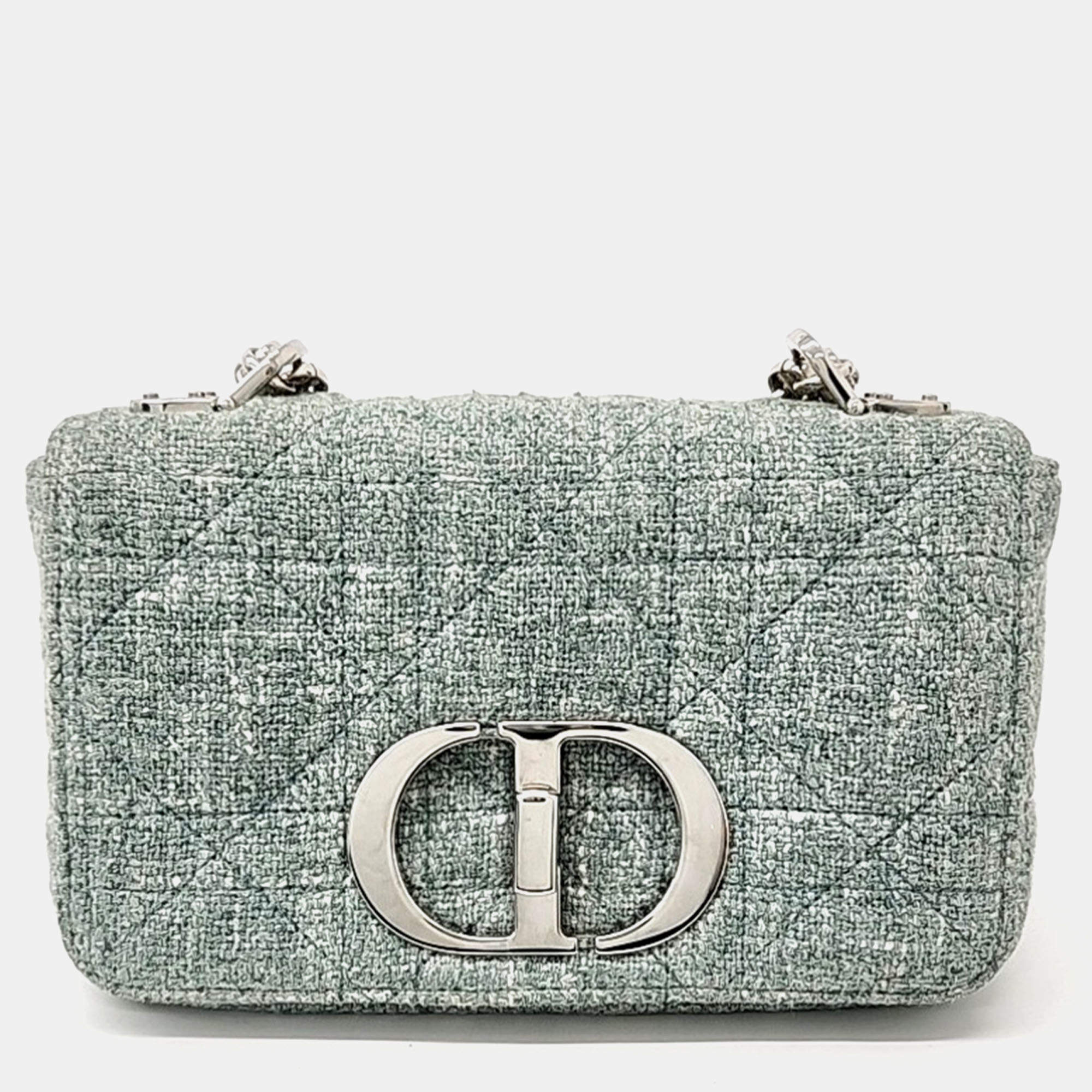 Pre Owned Christian Dior Linen Caro Small Bag