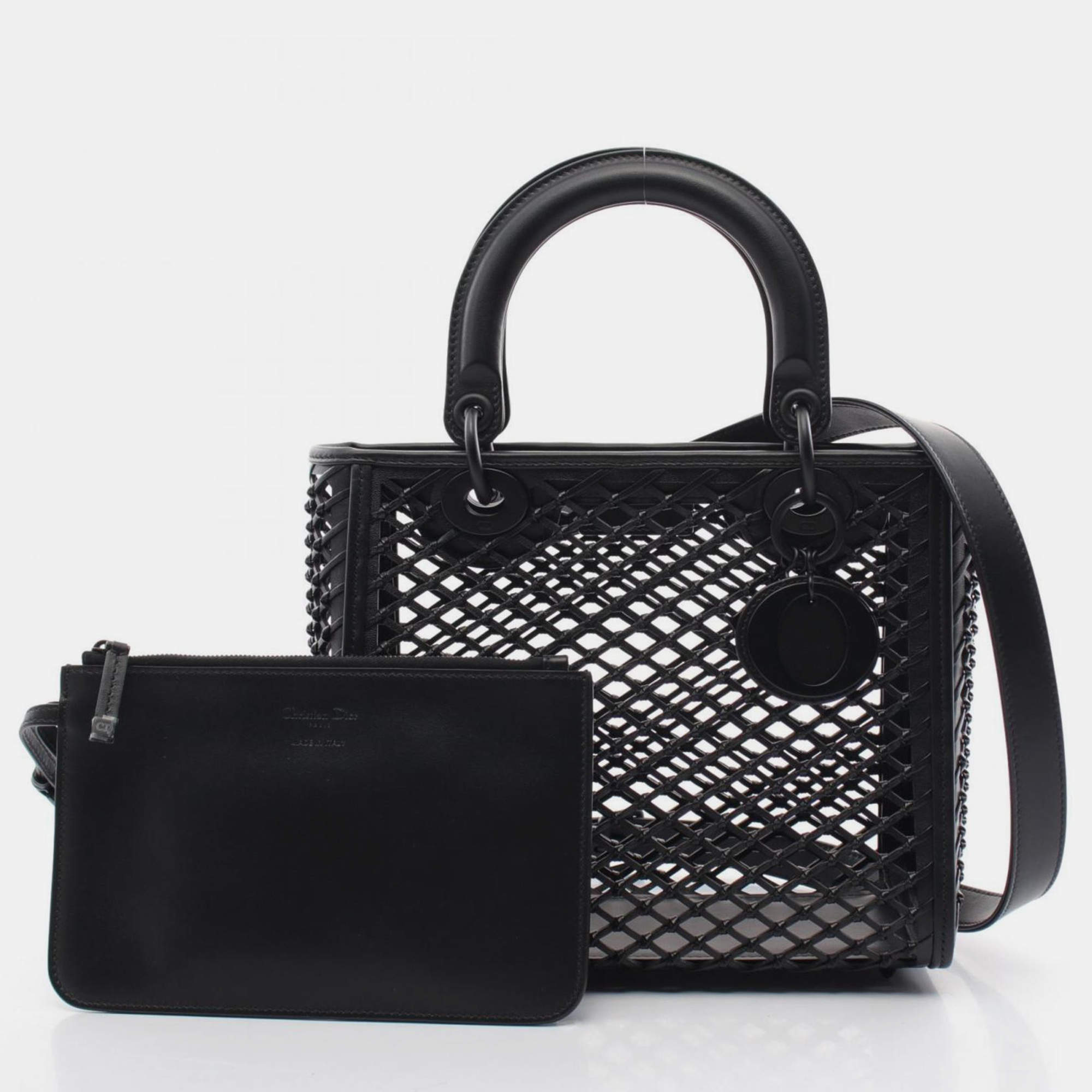 Christian Dior Black Leather Dior Lady Medium Handbag