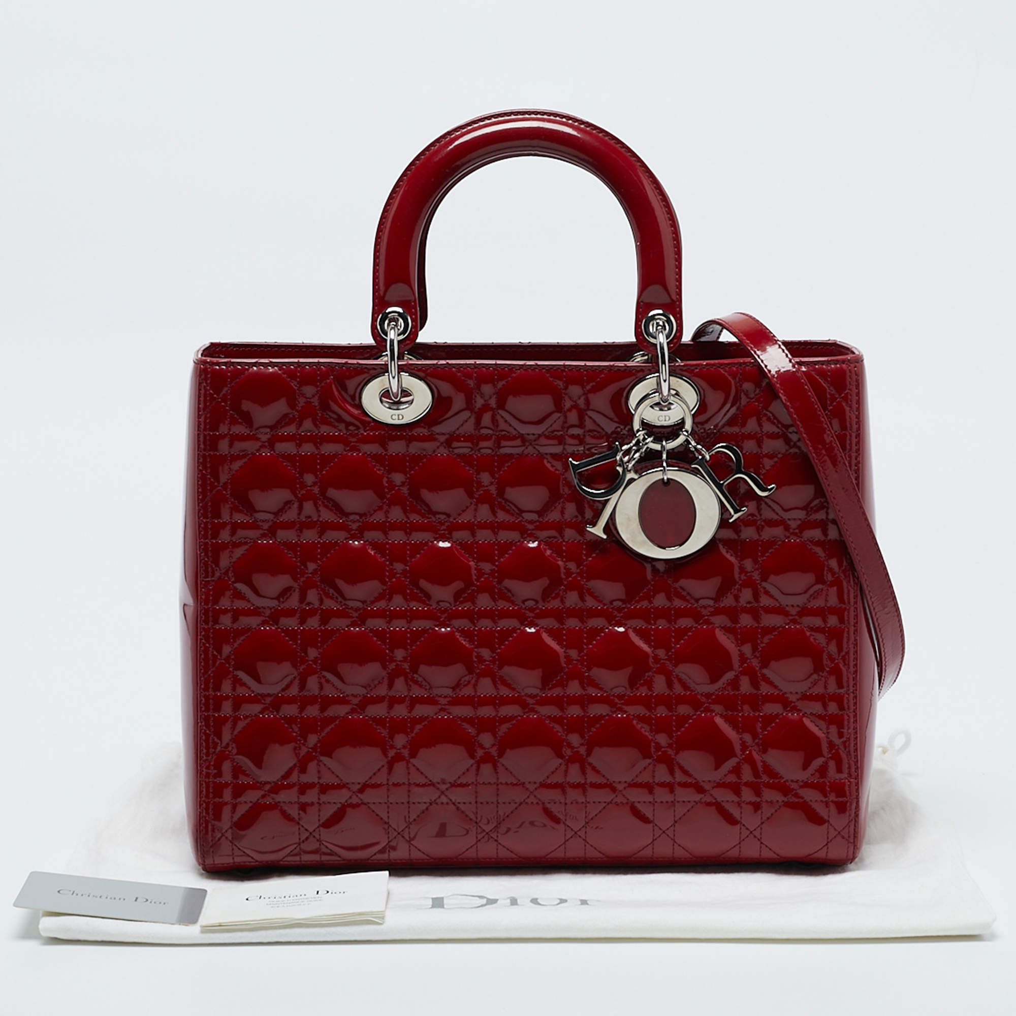 Dior Red Cannage Patent Leather Large Lady Dior Tote Dior TLC