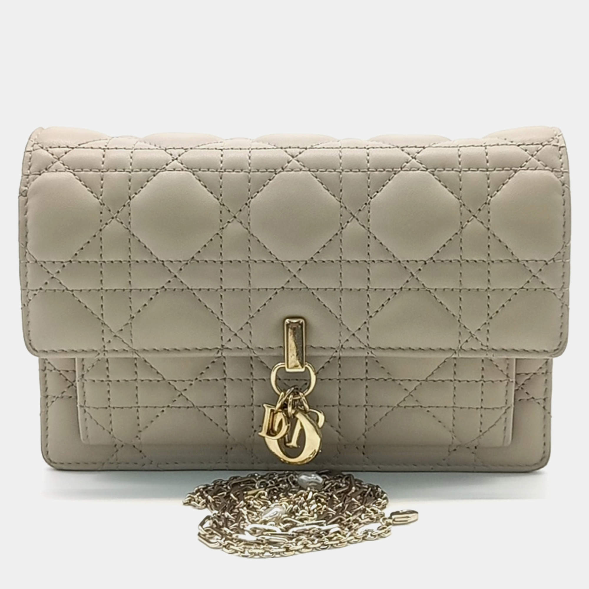 Dior Beige Leather Miss Chain Pouch Bag