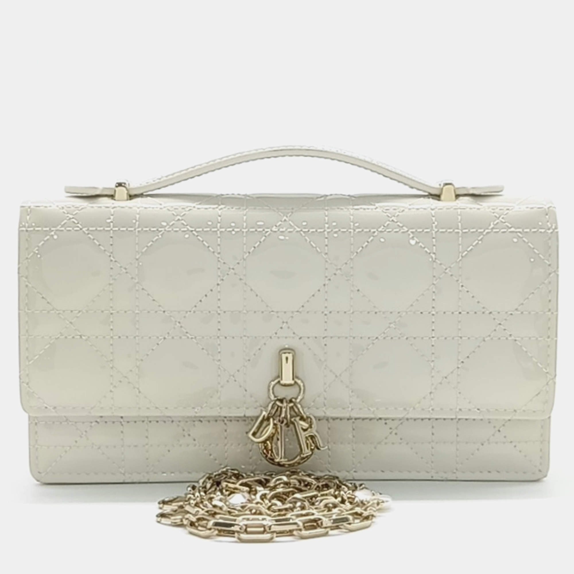 Pre Owned Dior White Patent Leather Patent My Mini Bag