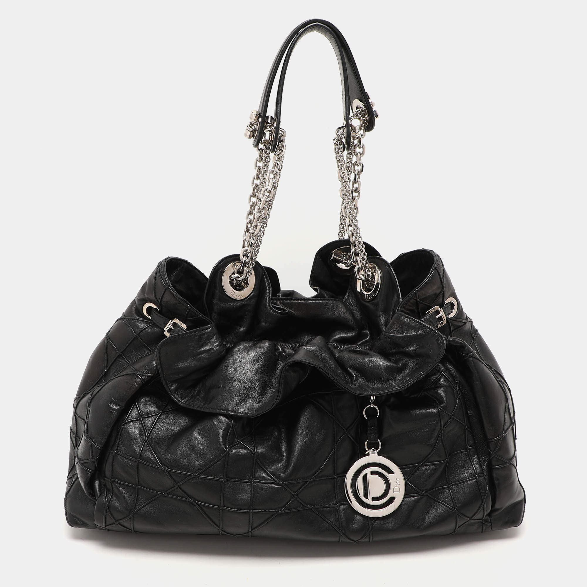 Pre Owned Dior Black Cannage Leather Le Trente Hobo