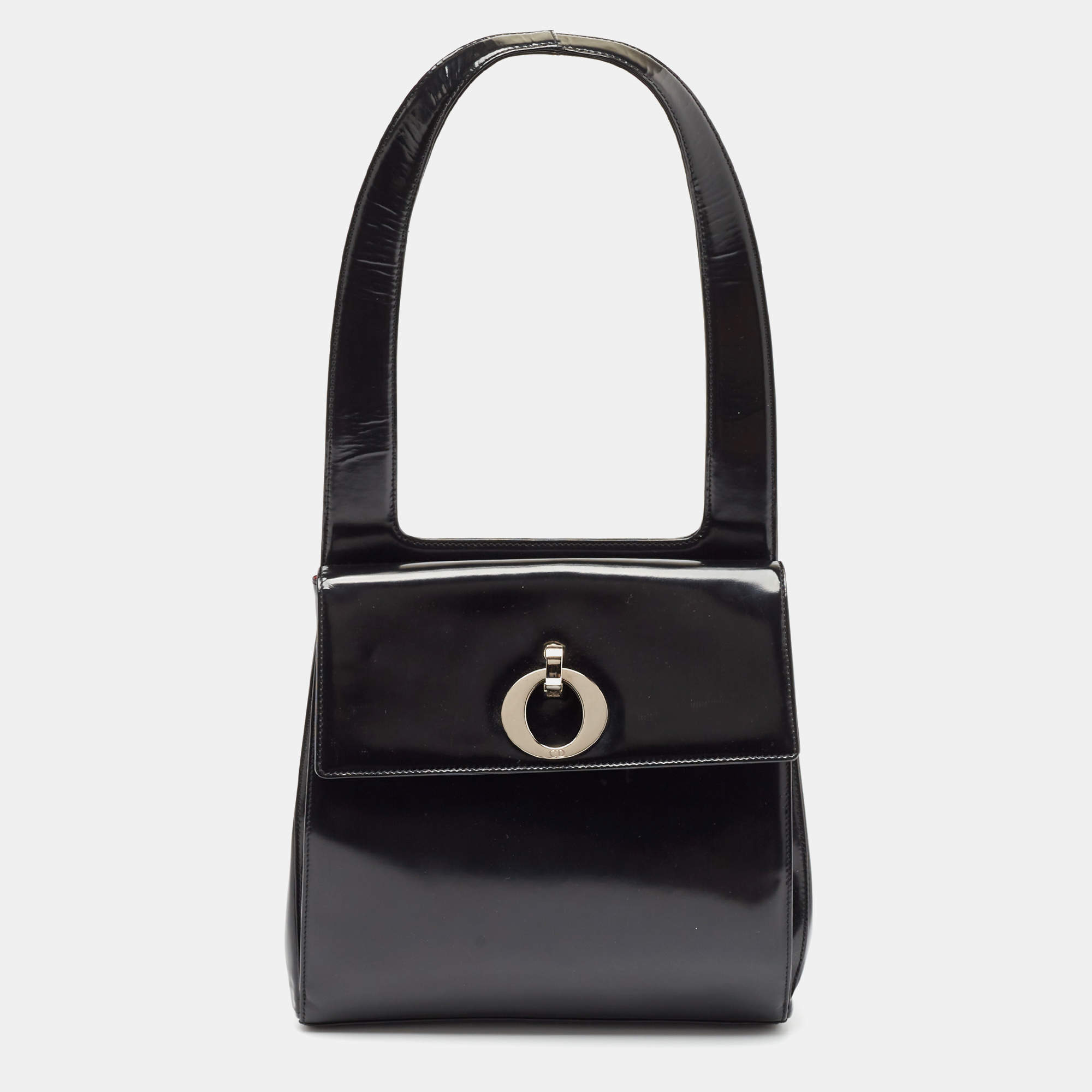 Dior Black Patent Leather Flap Tote