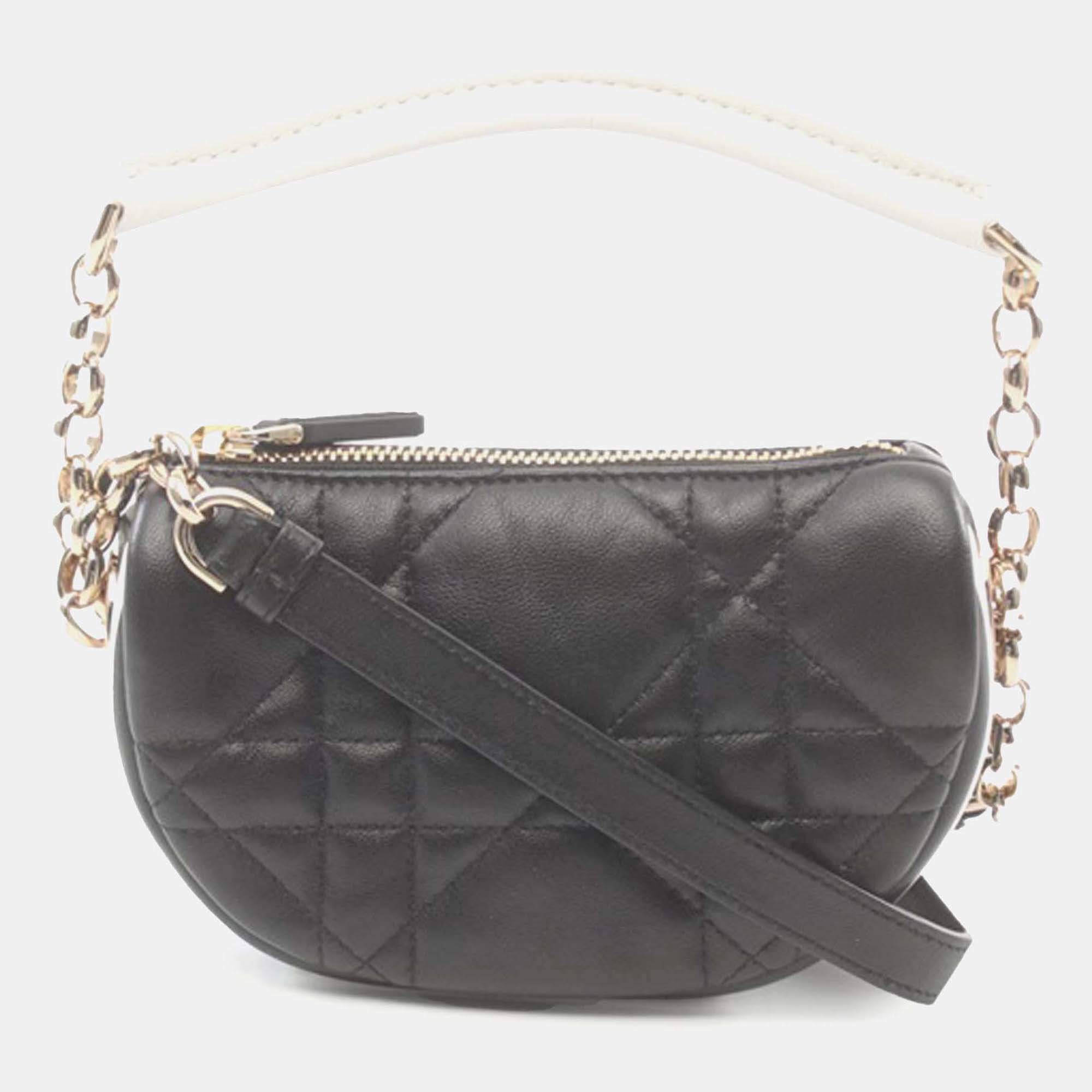 Dior Black Leather Micro Lambskin Cannage Vibe Hobo