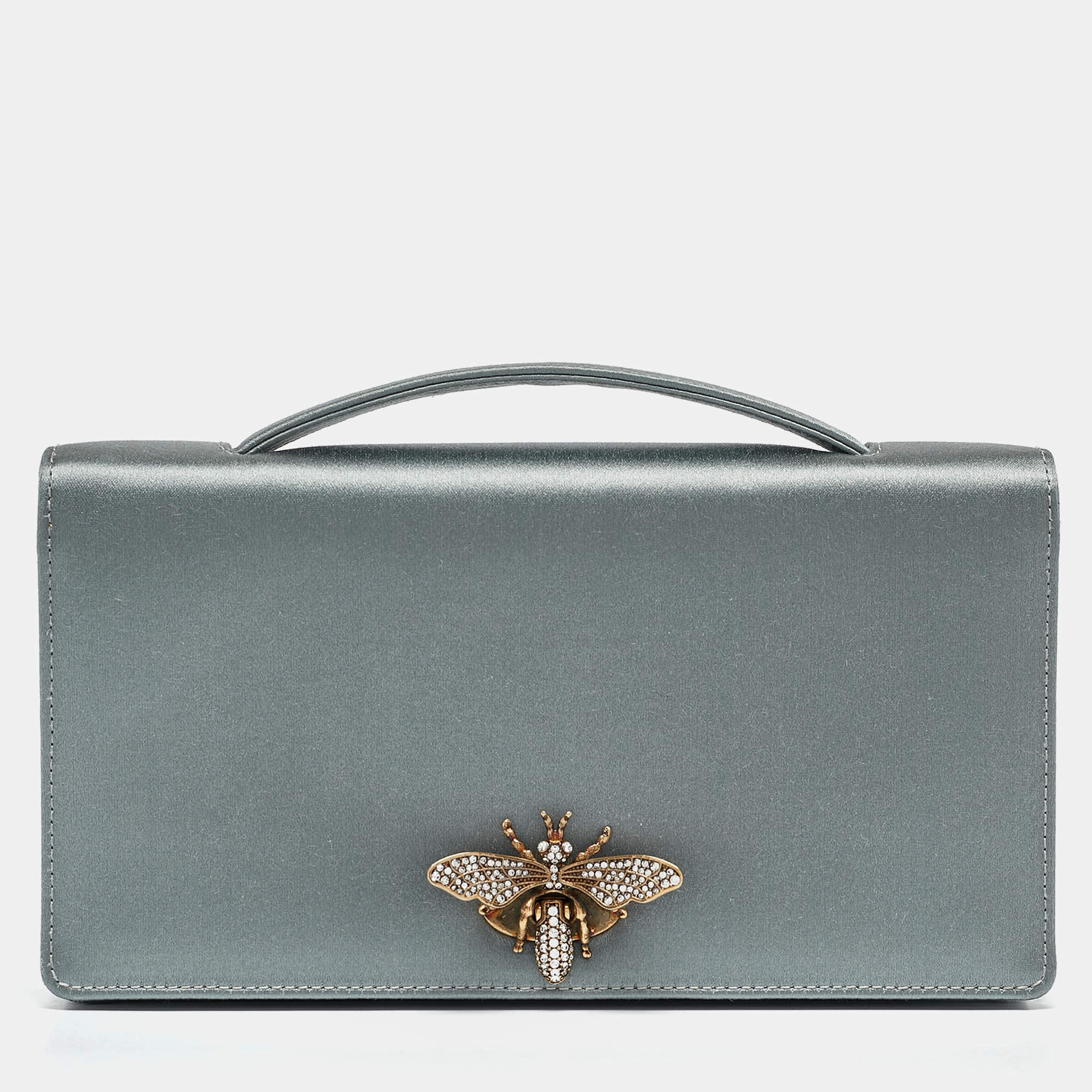 Dior Grey Satin D-Bee Clutch