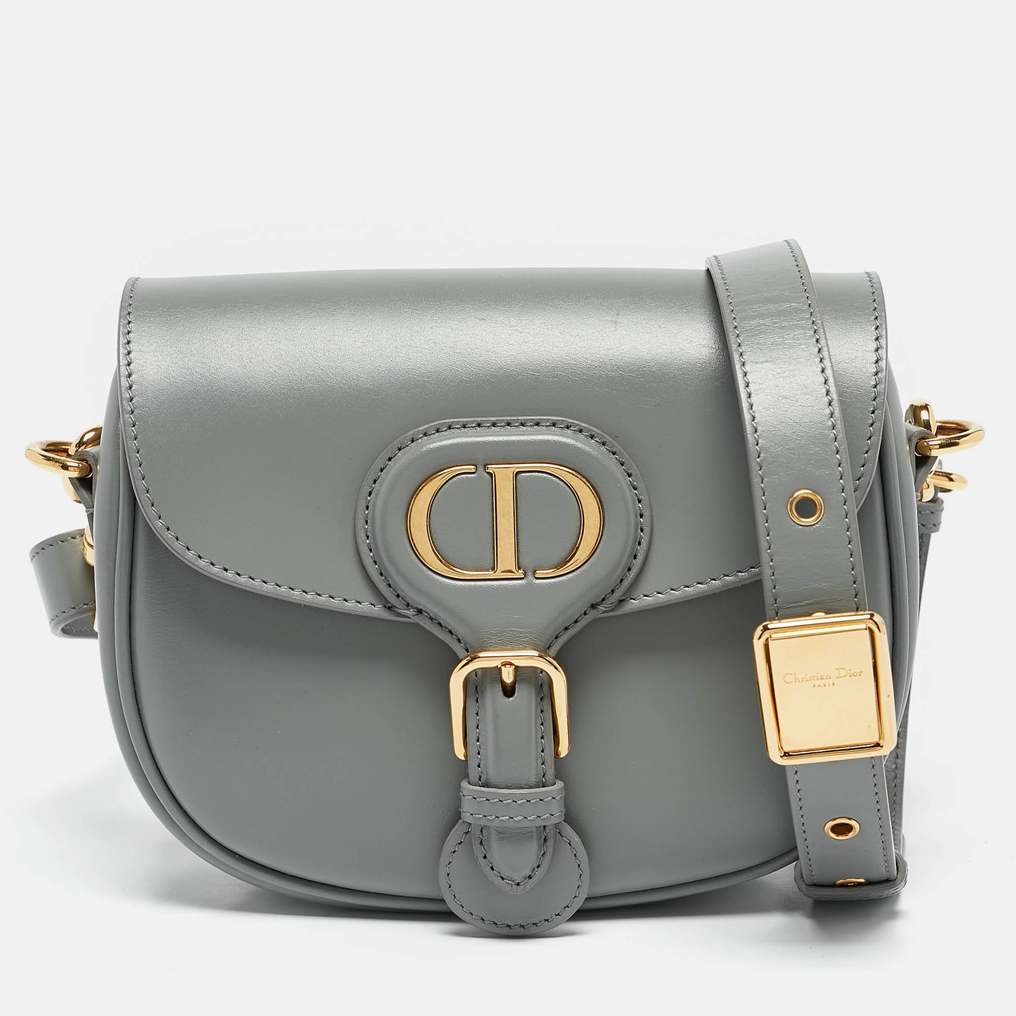 Pre Owned Dior Grey Leather Small Bobby Crossbody Bag