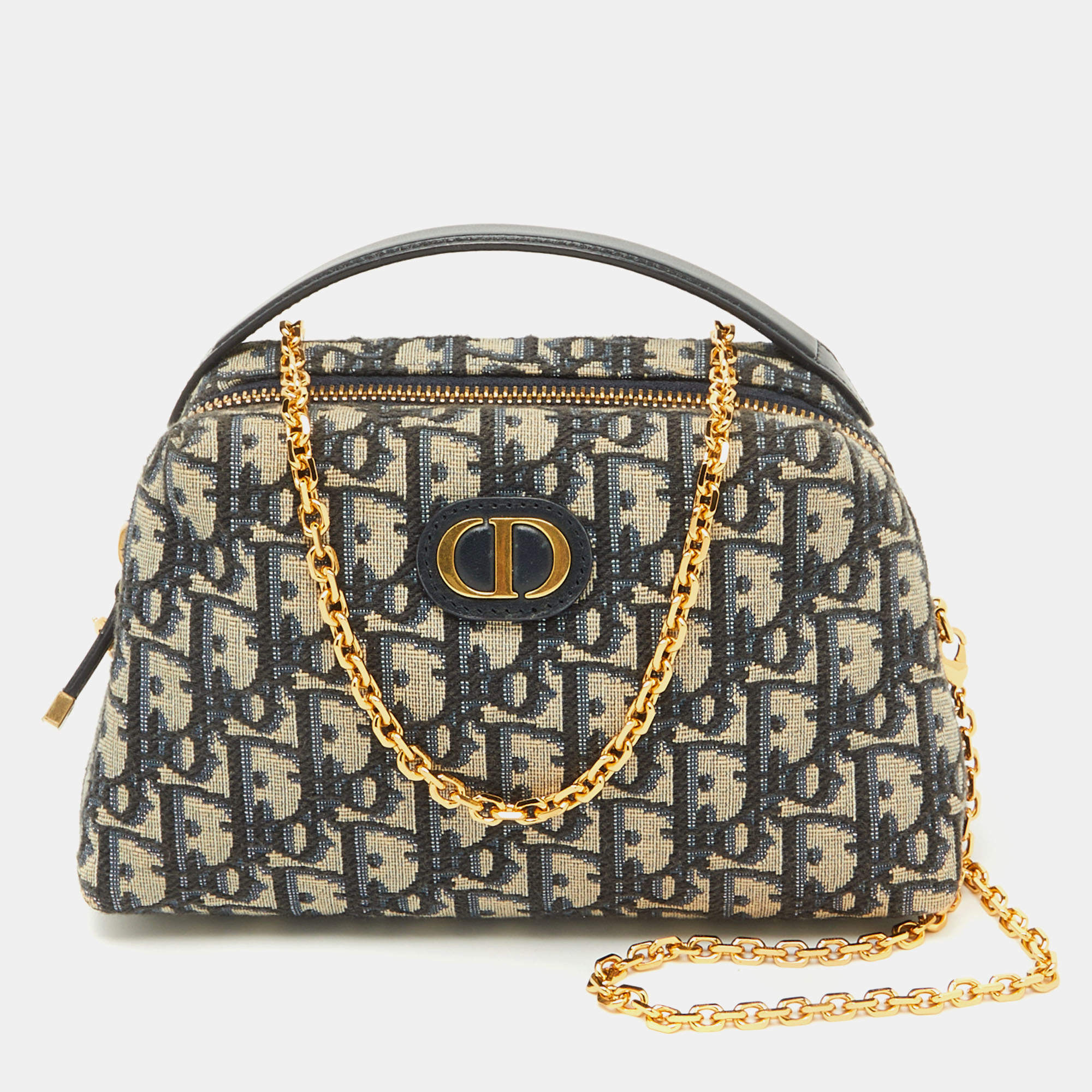 Pre Owned Christian Dior Navy Blue Oblique Canvas 30 Montaigne D-Cosy Mini Bag