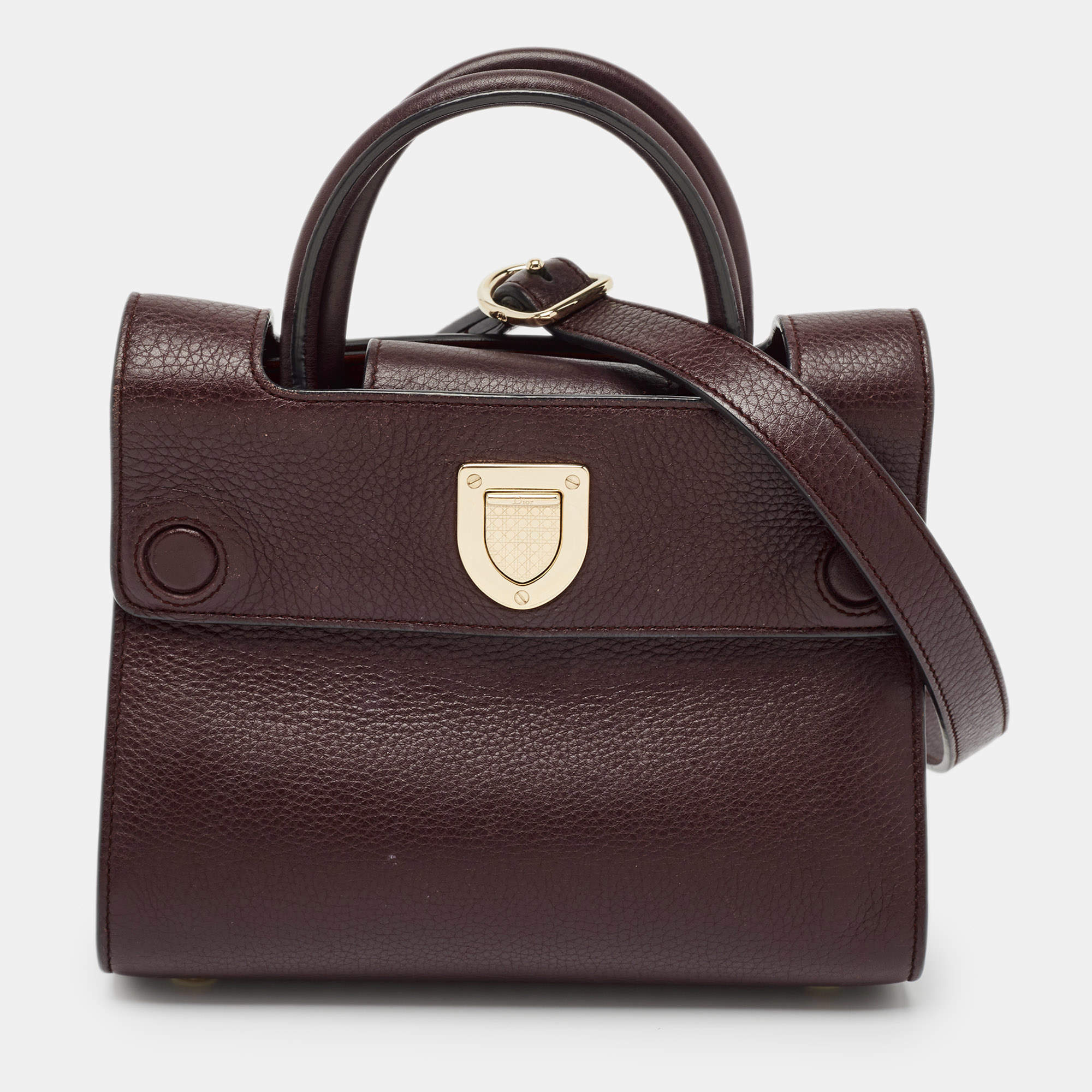 Pre Owned Dior Burgundy Leather Mini Diorever Tote