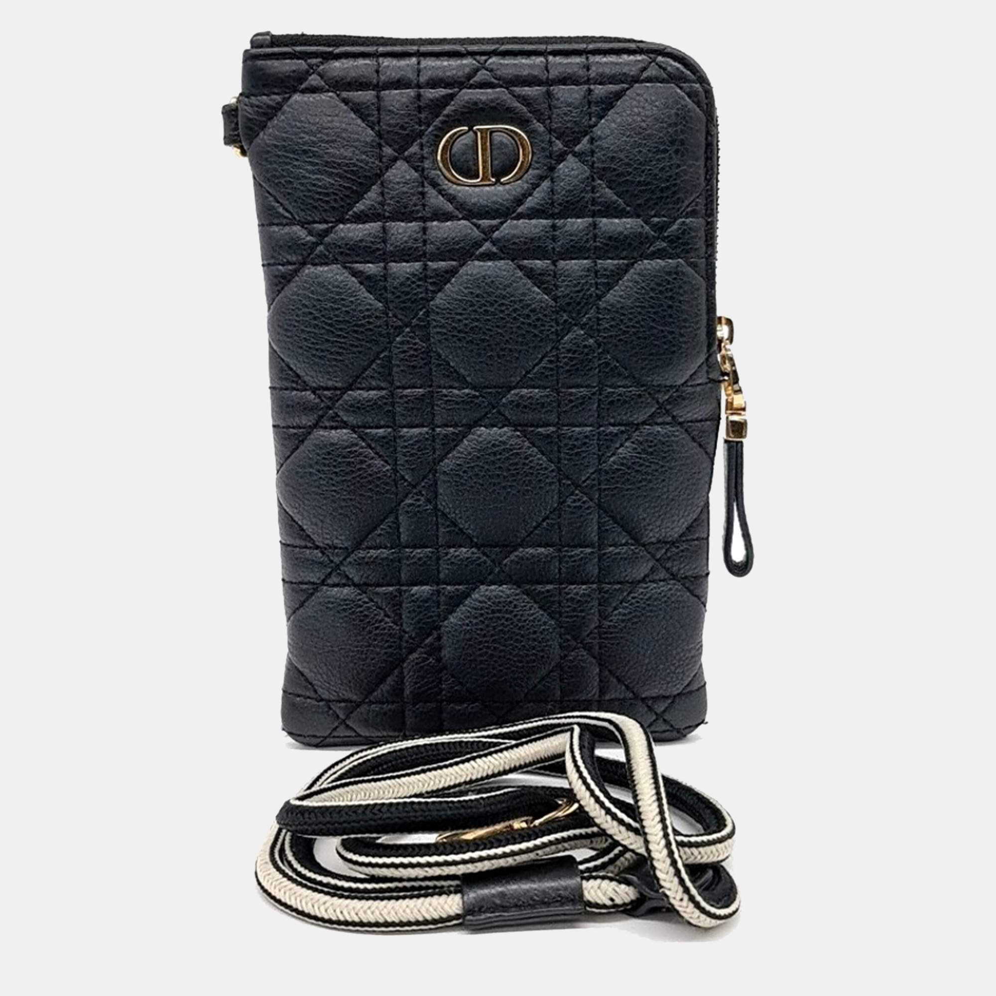 Dior Black Leather Caro Strap Multi Pouch Bag