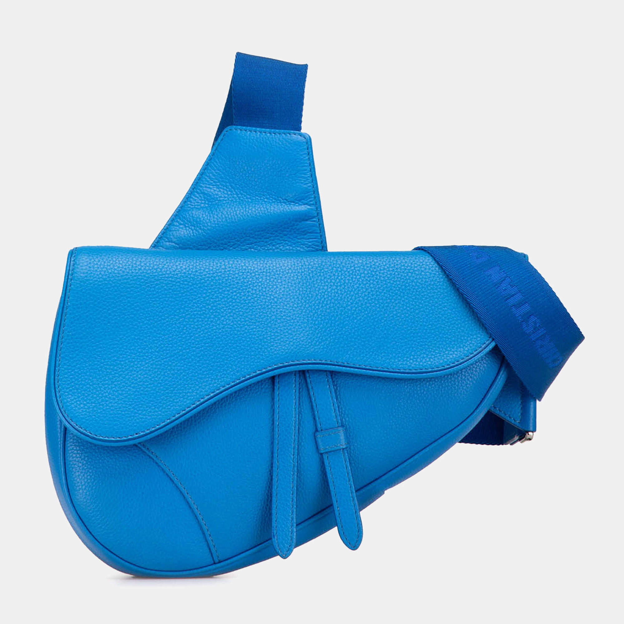 Dior Blue Leather Saddle Crossbody Bag