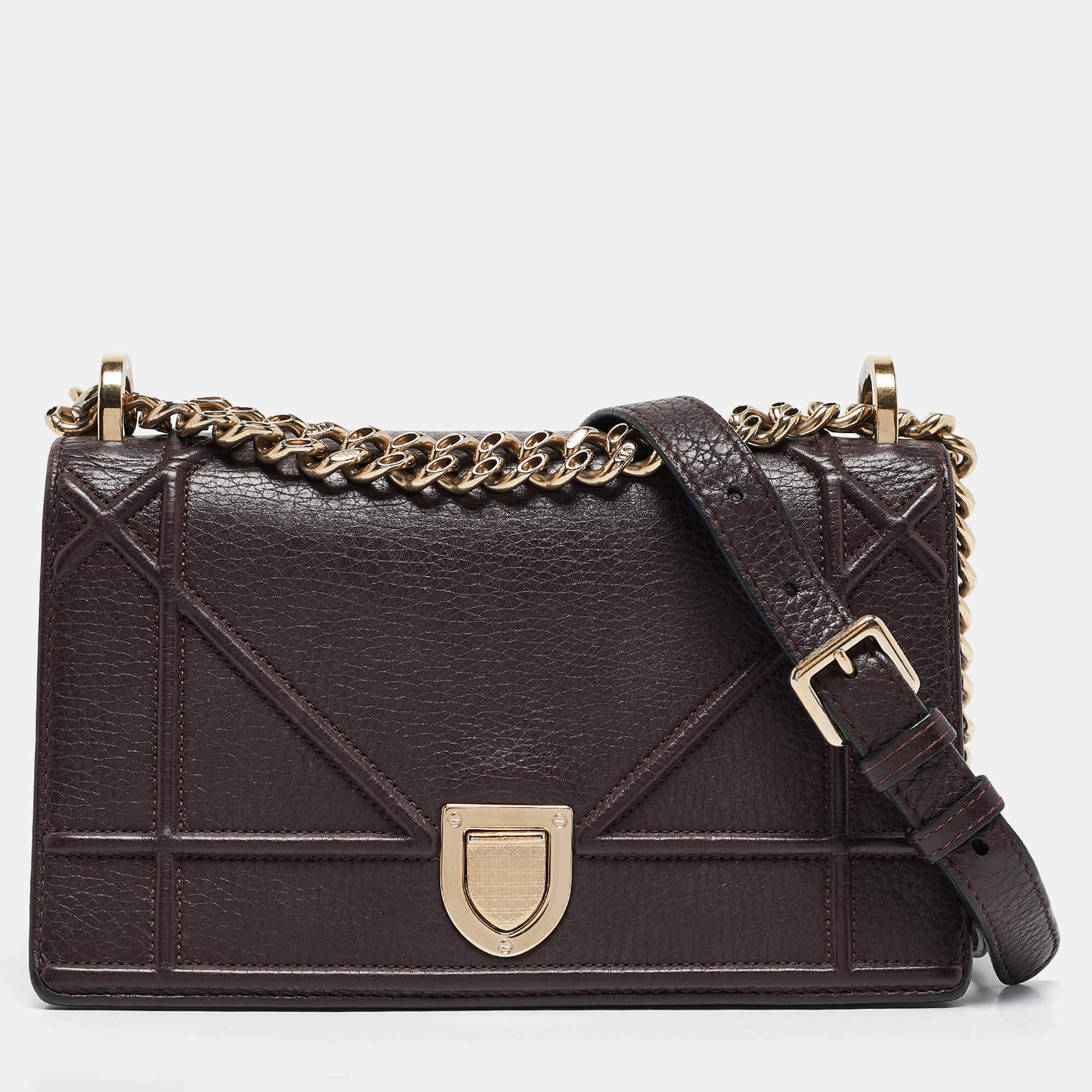 Dior Burgundy Leather Small Diorama Shoulder Bag