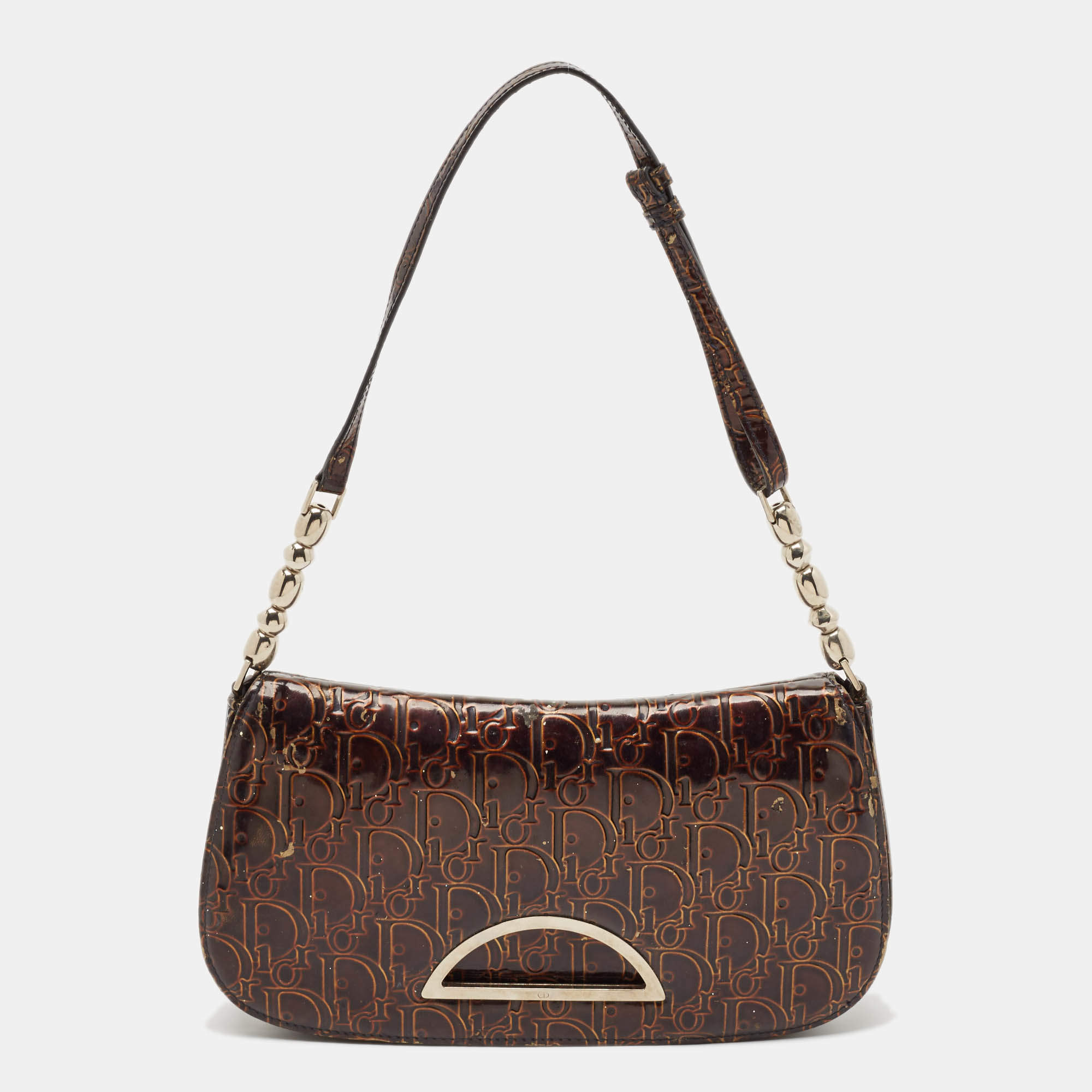 مملوكة مسبقًا Dior Brown Diorissimo Patent Leather Malice Hobo