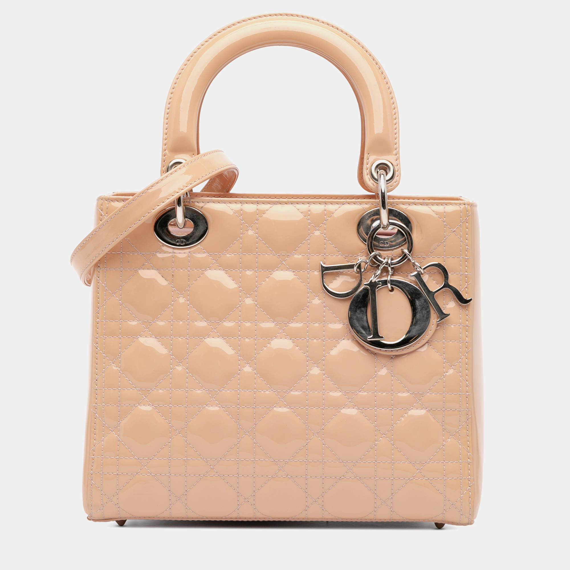 Dior Beige Medium Patent Cannage Lady Dior